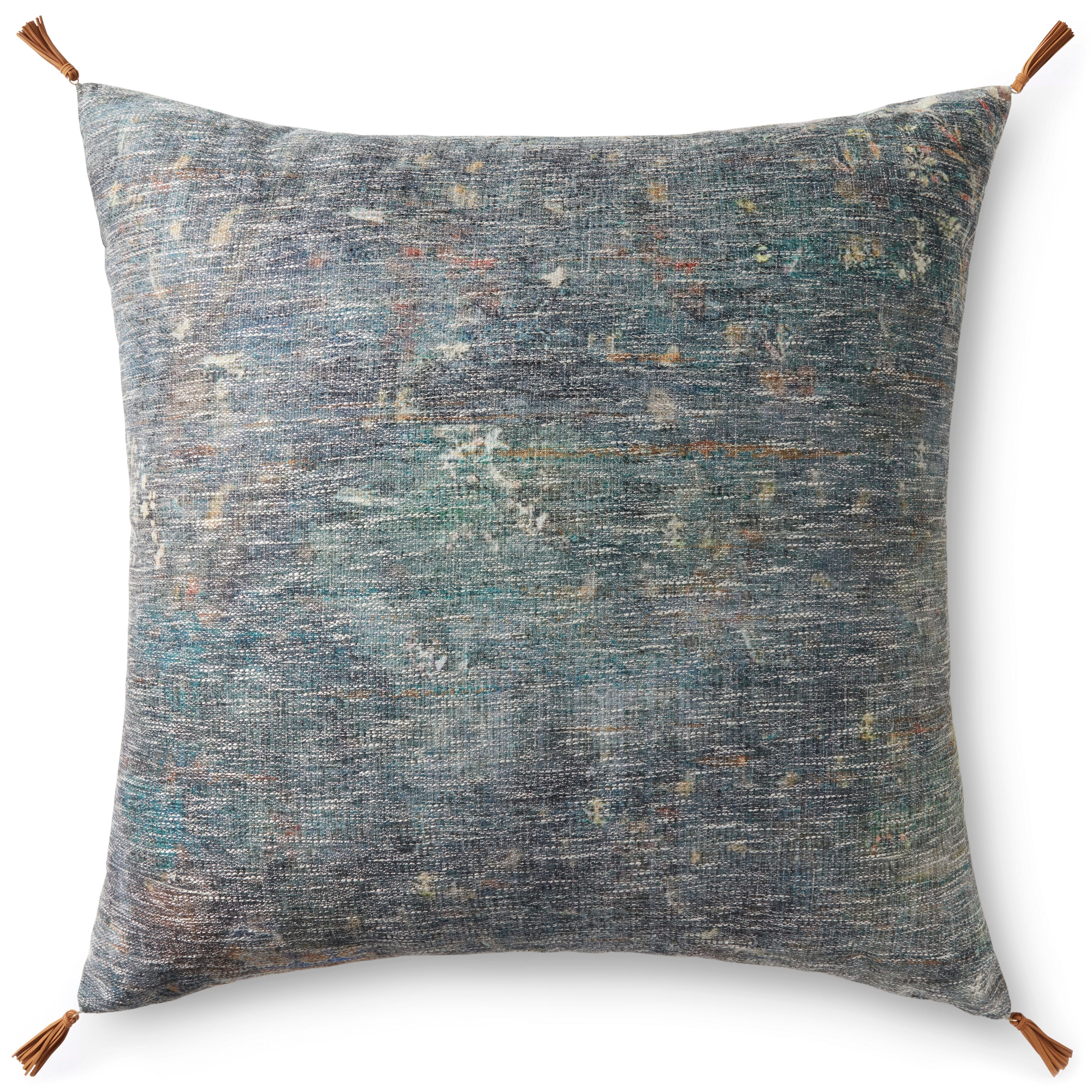 Loloi Filled Pillow - Soft Decorative Throw Pillow Cover with Navy & Multi-Color Geometric Pattern (LFP0016) - Perfect for Sofa, Bed, Living Room & Home Decor