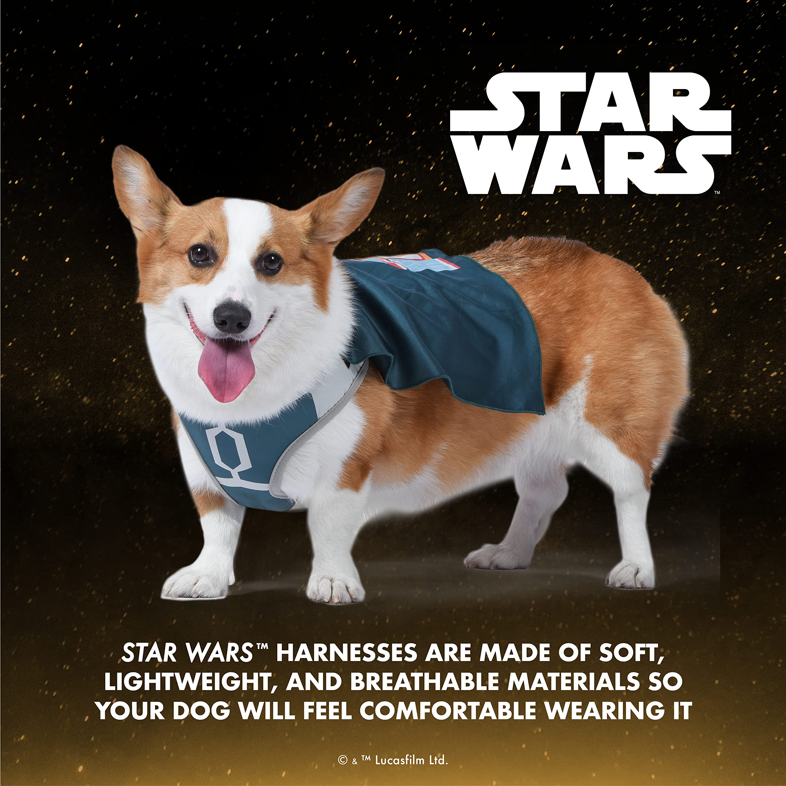 Star Wars Boba Fett Dog Harness with Cape for Small Dogs (S) - Green FF13505 | Comfortable & Adjustable Pet Costume for Halloween, Cosplay & Star Wars Themed Events