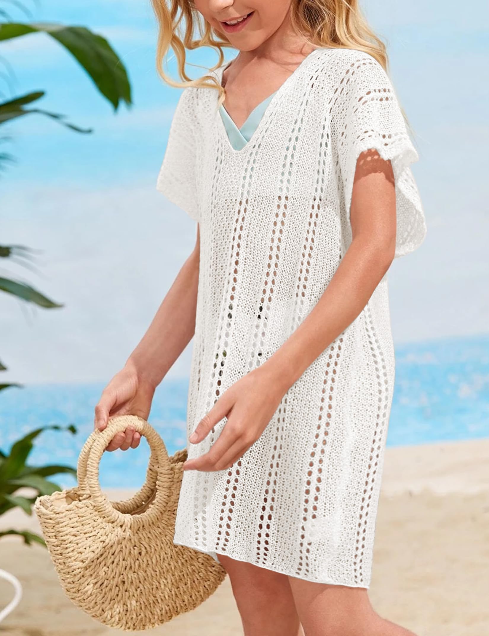 Crochet Swim Cover Up for Girls - Kids Beachwear, Swimsuits & Tops | Perfect for Pool Parties, Beach Vacations & Summer Outings