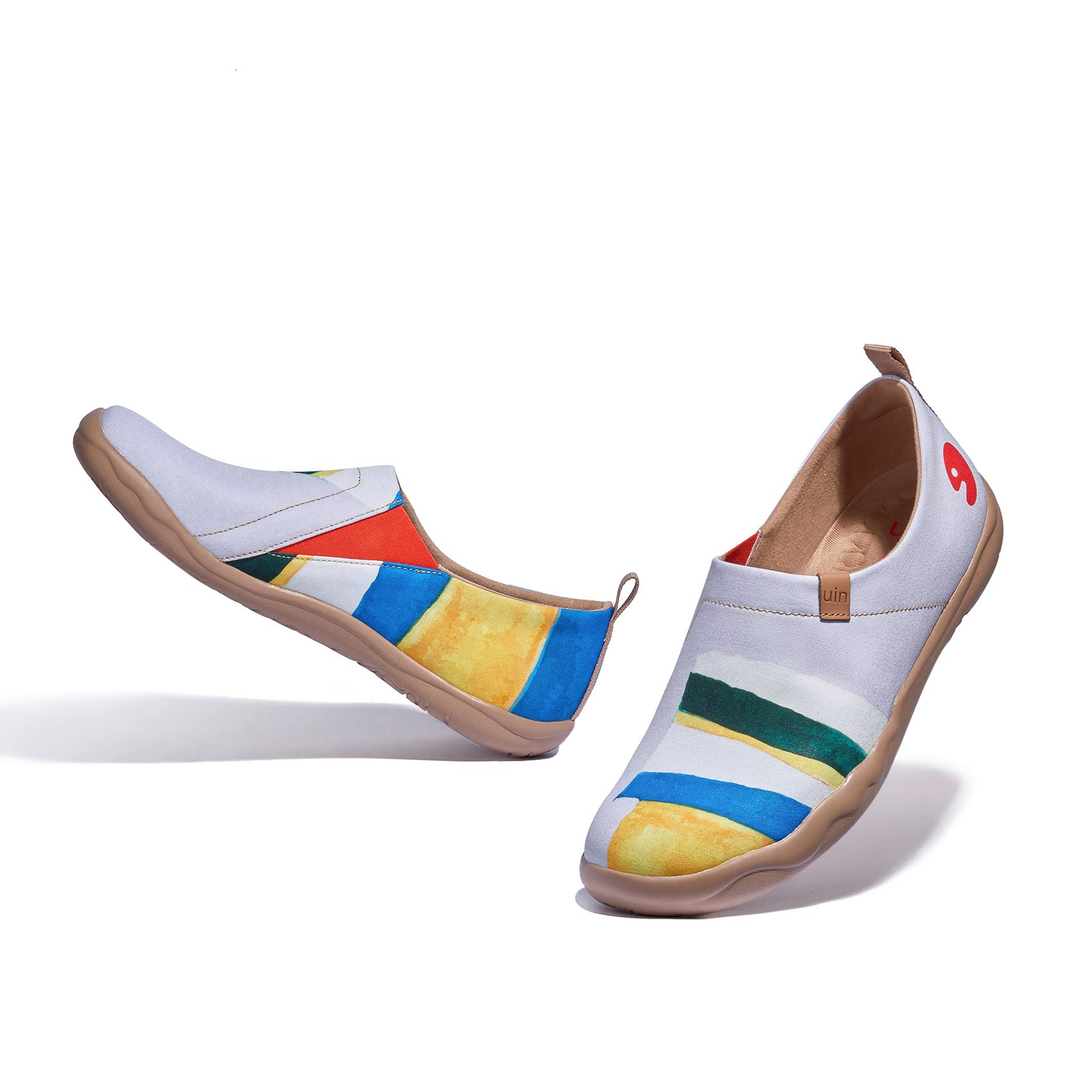 UIN Women's Slip On Loafers - Lightweight Comfortable Walking Shoes for Travel & Casual Wear | Breathable Flats with Geometric Design | Perfect for Work, Shopping & Daily Activities