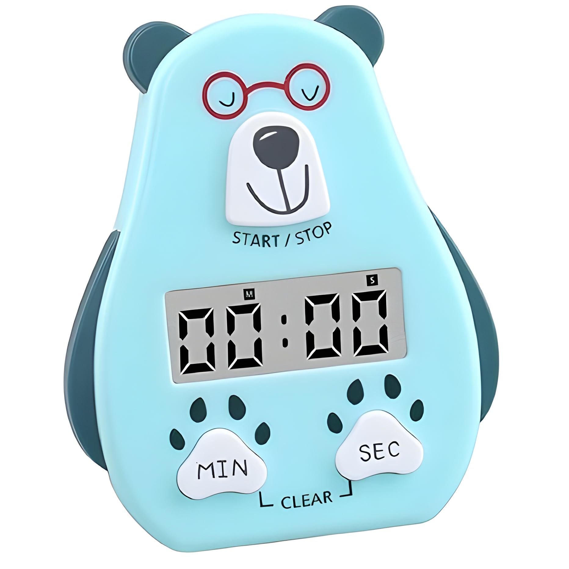 KEVANKI Cartoon Bear Timer for Kids - Large LCD Screen, Loud Alarm, Magnetic Back - Study, Cooking, Yoga, Sports Timer - Sky Blue | Perfect for Homework, Kitchen, Gym & Meditation