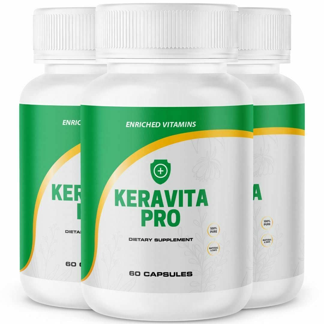 Keravita Pro - Natural Hair Growth & Nail Strengthening Supplement (180 Capsules, 3 Bottle Pack) for Thicker Hair & Healthier Nails - Supports Hair Regrowth & Nail Care Routine