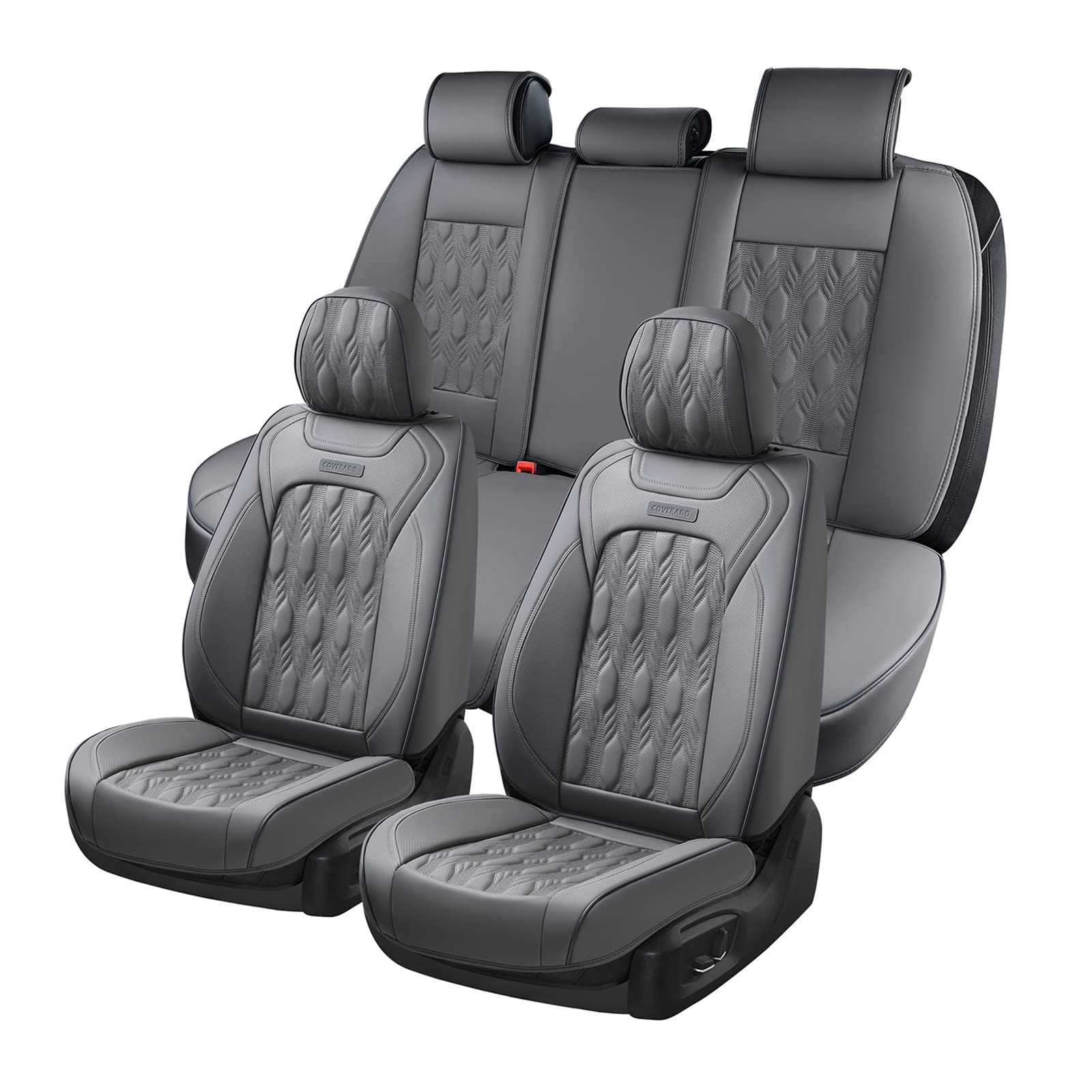 Premium Car Seat Covers Full Set - 5-Piece Luxury Leather Seat Protectors for Front & Back Seats | Waterproof, Universal Fit for Most Vehicles | Perfect for Daily Commute, Road Trips & Family Protection