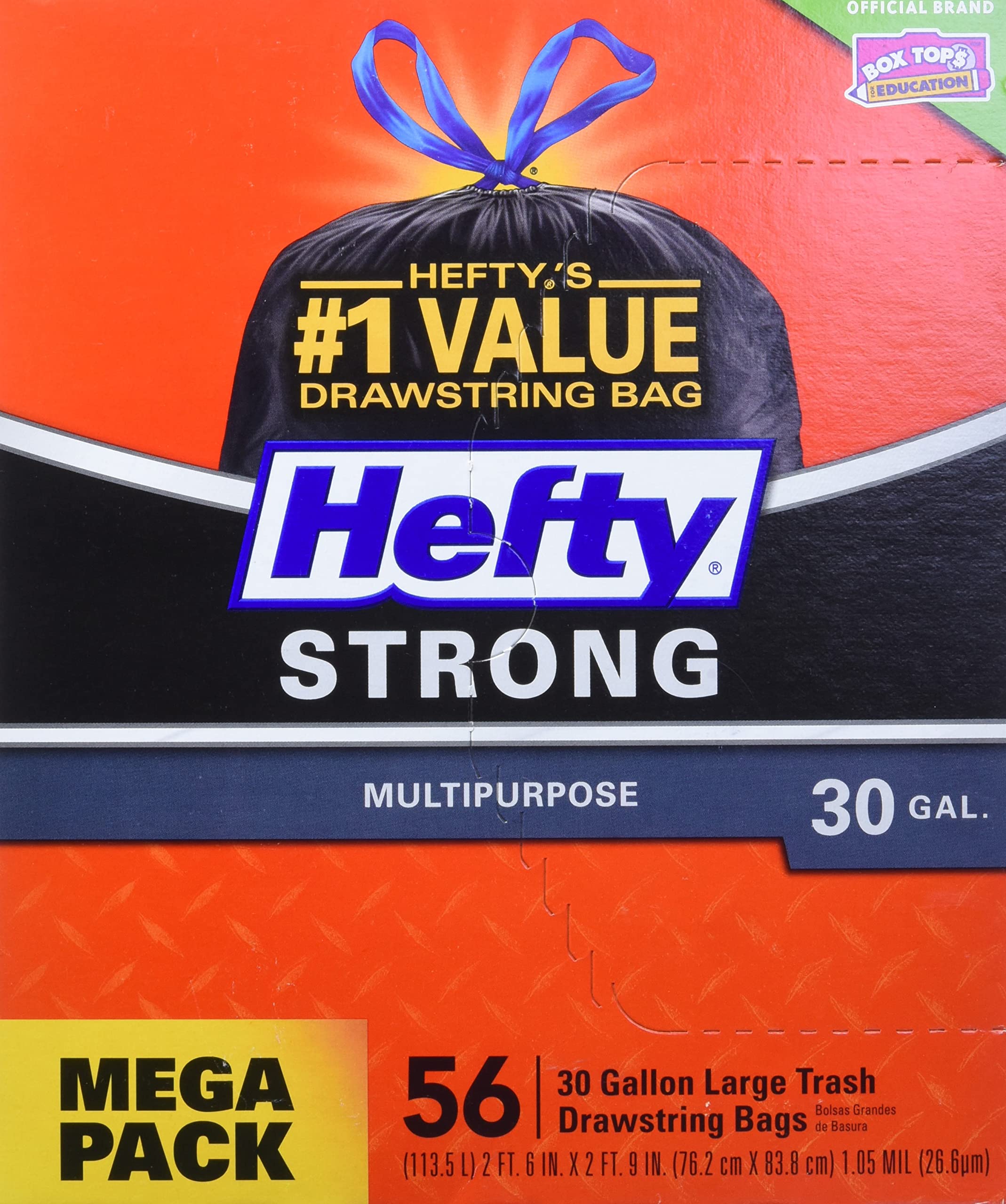 Hefty Strong Large Trash Bags - 30 Gallon Heavy Duty Garbage Bags (56 Count) - Perfect for Kitchen, Yard Waste & Commercial Use