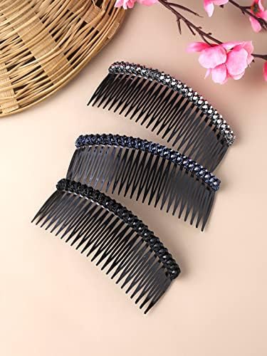 Elegant Hair Comb Pins for Women - Set of 3 Western Style Hair Clips (Side Comb, Juda Pin, Decorative Hair Accessories) - Perfect for Weddings, Parties, and Everyday Styling