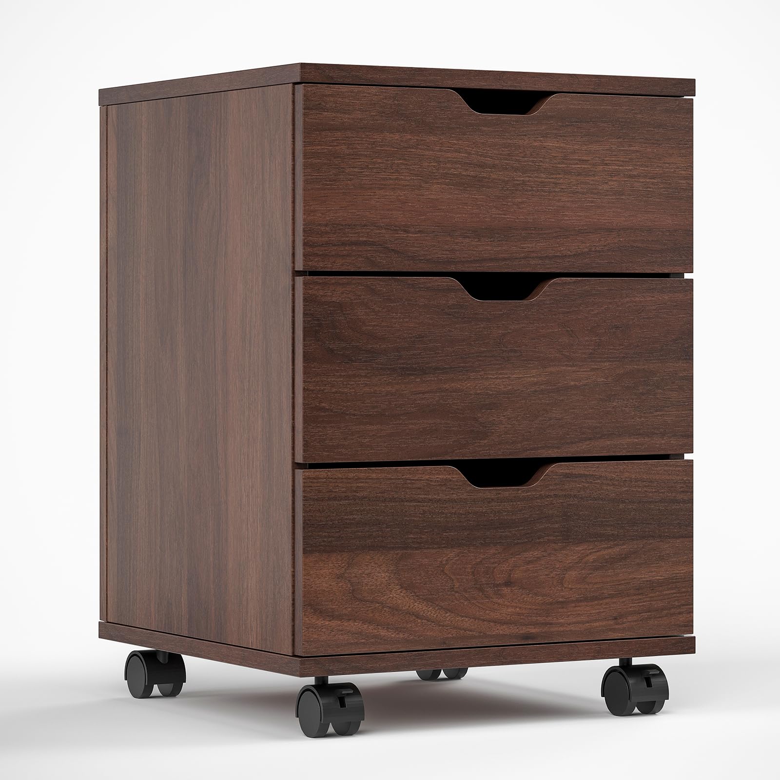 Farini Wood File Cabinet for Home Office - 3 Drawer Mobile Storage Organizer Under Desk (Brown, Fully-Assembled) - Perfect for Office Organization, Small Space Storage & Home Office Decor