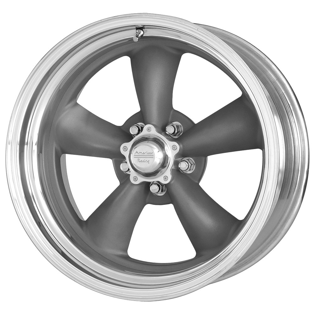 American Racing Classic Torq Thrust II One-Piece 17x8 5x114.30 Mag Gray Wheels with Machined Lip (25mm Offset) - Perfect for Muscle Cars, Hot Rods & Custom Builds