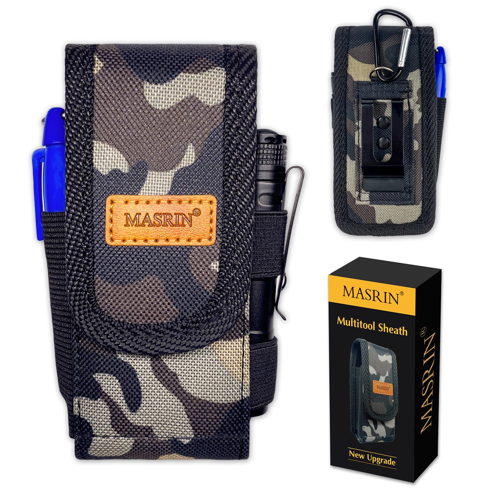 **Leather Multi Tool Pouch with Belt Clip - Durable Multitool Sheath for Belt, Compact Knife Holder & Small Tool Case - Compatible with Multitool Accessories - Perfect for Camping, Hiking & Outdoor Adventures**