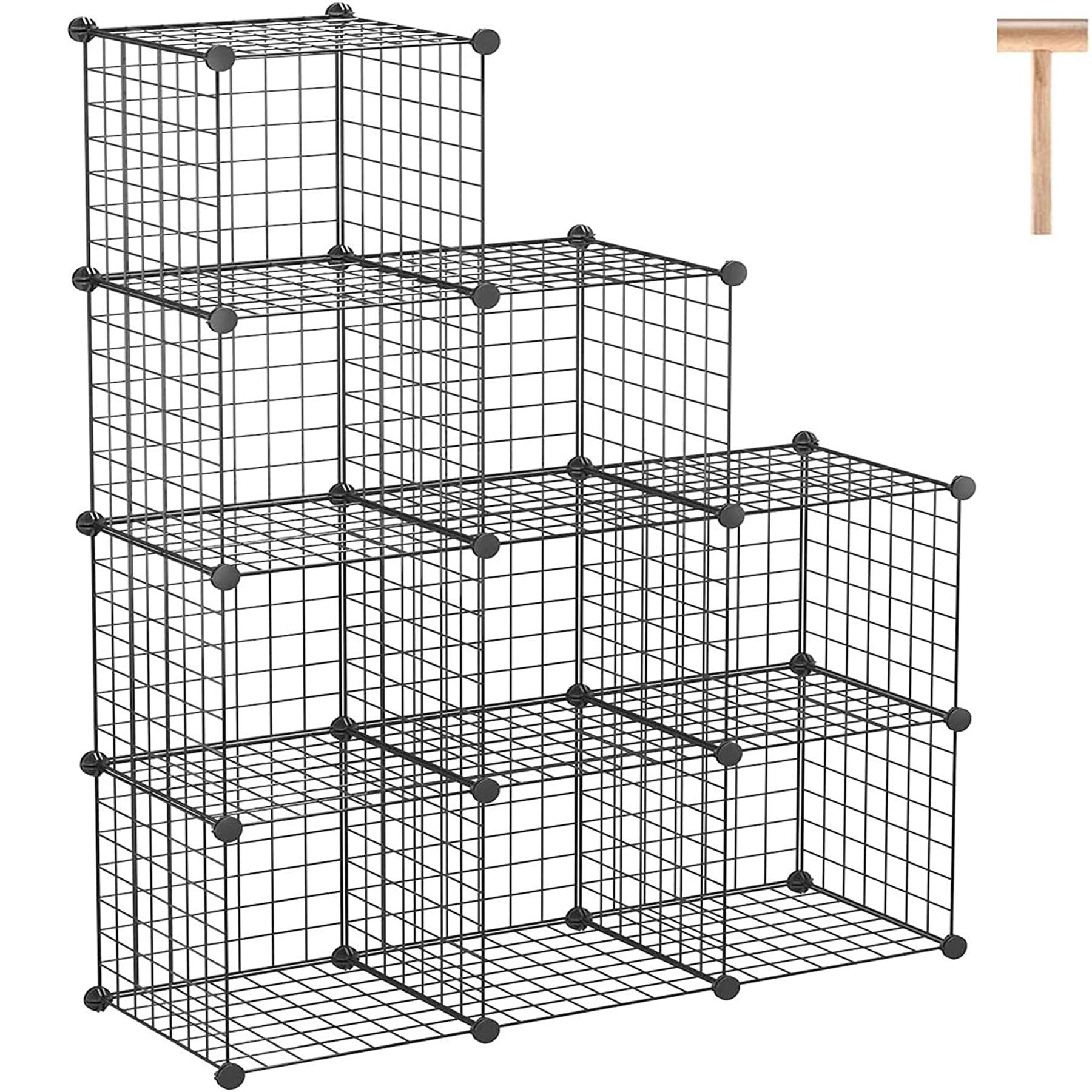 C&AHOME 9-Cube Wire Storage Organizer - Black Metal Grid Modular Shelf for Home, Office, Closet | 36.6