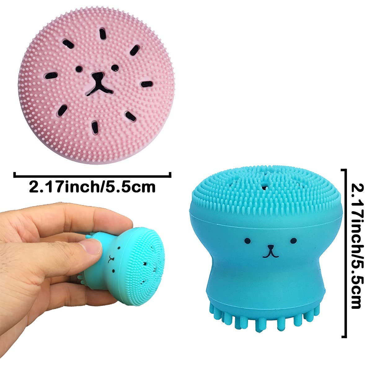 **Octopus-Shaped Silicone Facial Cleansing Brush & Massager – Gentle Exfoliating & Deep Cleaning for Smooth Skin – Handheld Face Brush (Pink & Blue, 2Pcs) – Perfect for Daily Skincare & Spa-Like Massage at Home**