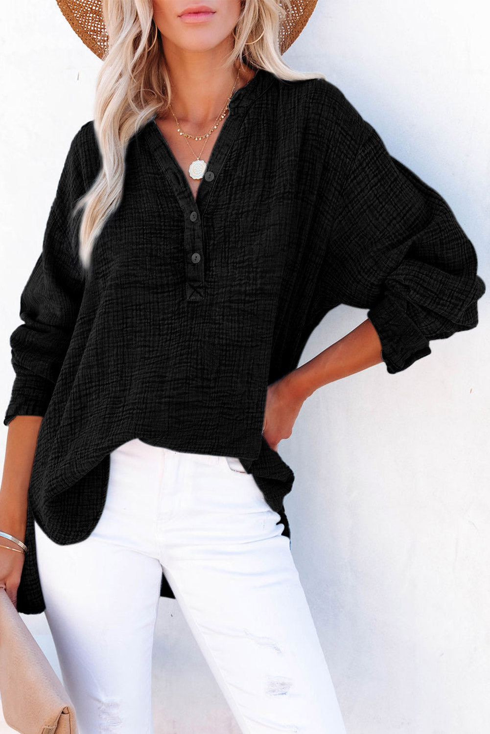 Elegant Buttoned Long Sleeve Blouse for Women - Stylish Office & Casual Wear - Perfect for Work, Dating & Everyday Outfits
