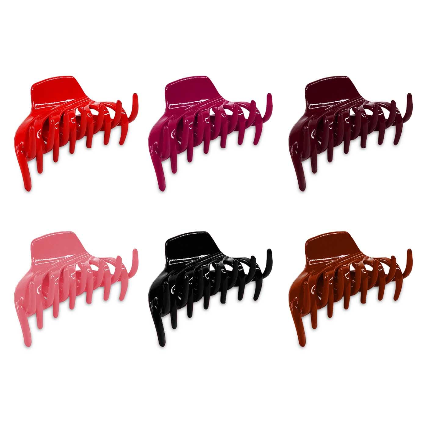 Stylish Airtick Solid Glossy Hair Claw Clips for Women - 6 Pack Multicolor Hair Clips for Effortless Everyday Hairstyles | Perfect for Work, Gym, and Casual Outings