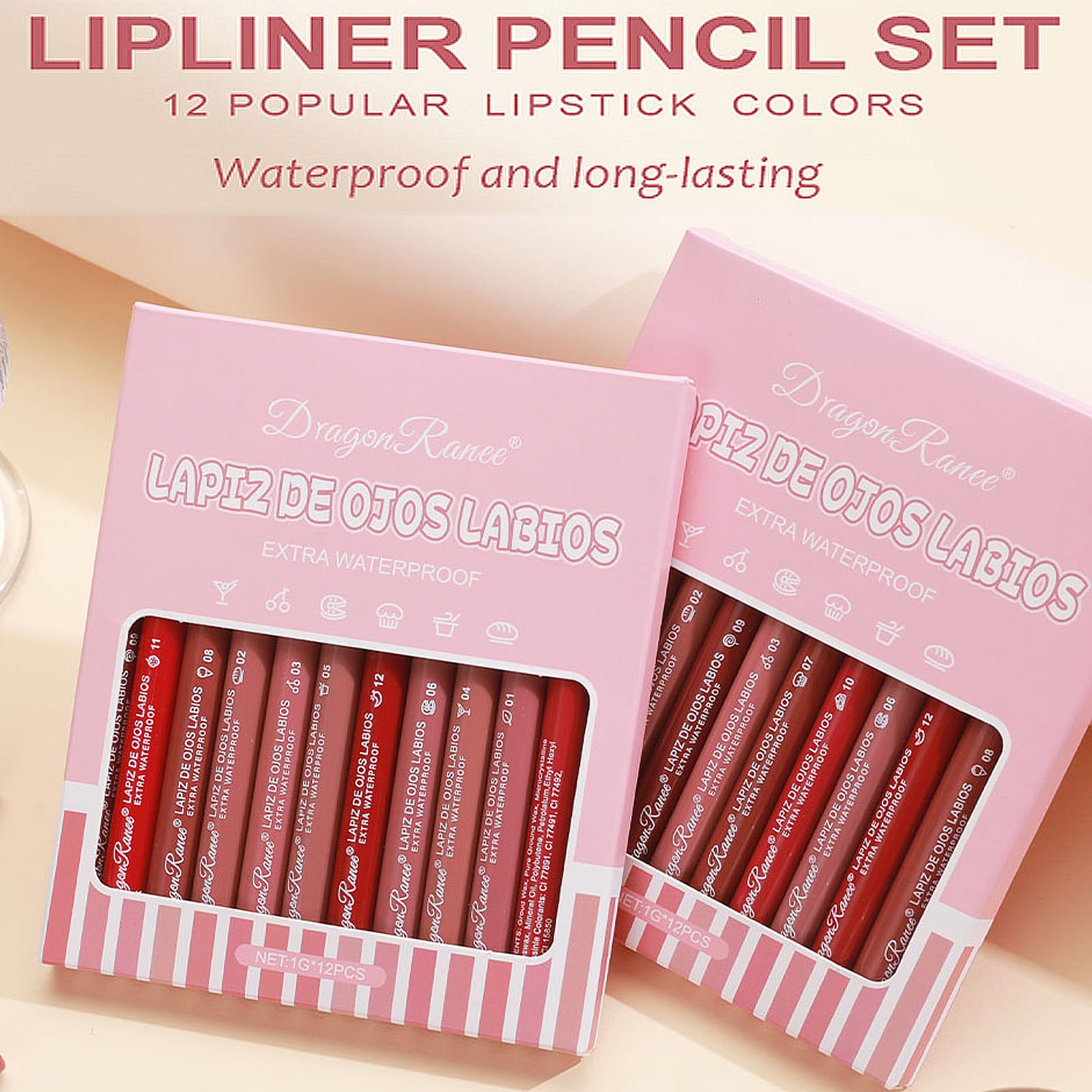 12 Colors Matte Lip Liner Set - Long Lasting Waterproof Lip Pencil, Non-Stick Cup & High Pigmented Smooth Texture - Perfect for Everyday Makeup, Party Looks and Gift Giving