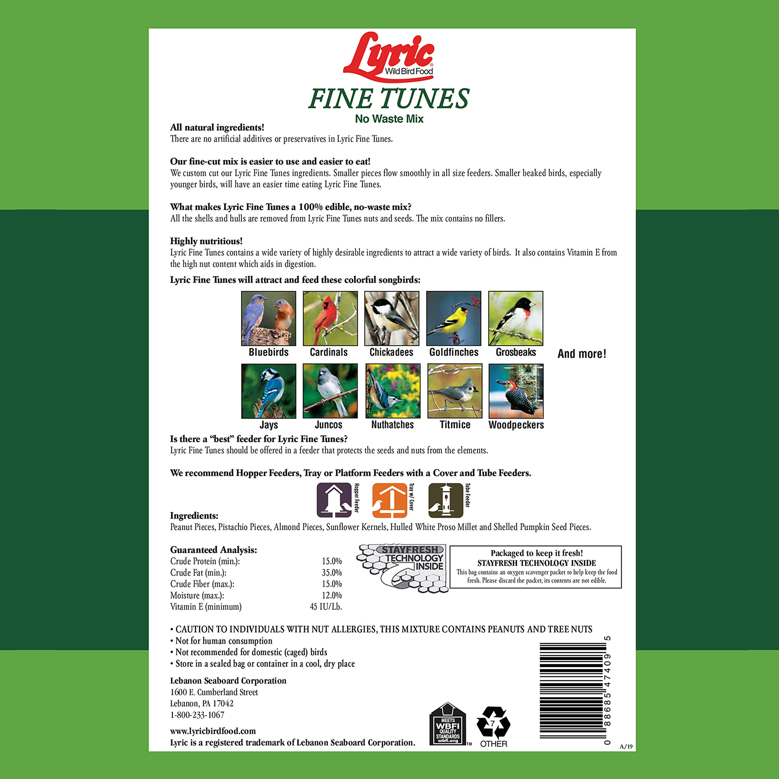 Lyric Fine Tunes No Waste Wild Bird Seed Mix - Premium 15lb Bag for Bluebirds, Finches, Chickadees & More - Attracts Colorful Songbirds to Your Backyard - Perfect for Bird Feeders, Gardens & Wildlife Watching