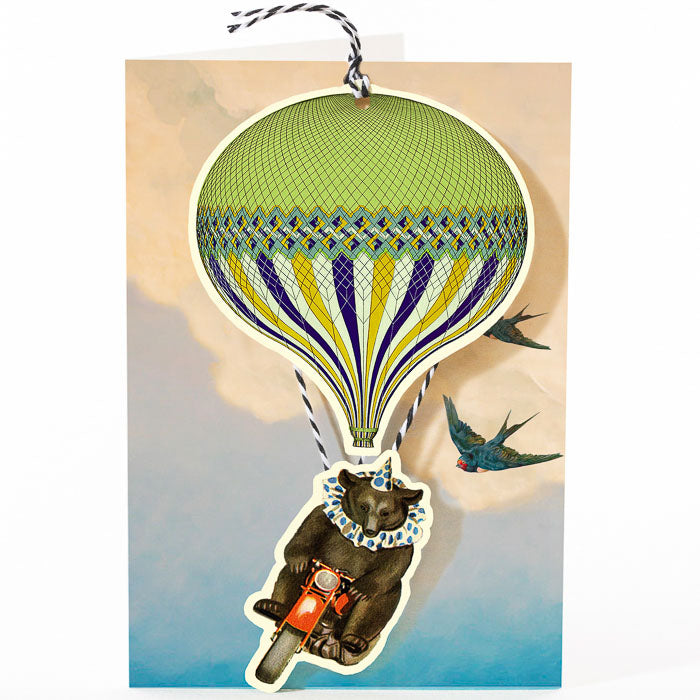 Balloon and Bear Greeting Card - Birthday, Anniversary, Thank You Card for All Occasions - Perfect for Parties, Gifts & Celebrations