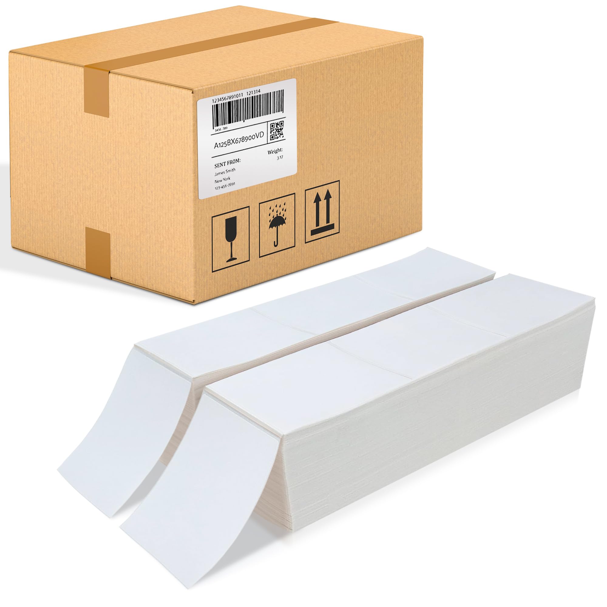 4x6 Direct Thermal Shipping Labels - 4000 Adhesive Stickers Fanfold Pack | USA Made | Zebra & Eltron Printer Compatible | Perfect for E-Commerce, Logistics & Warehouse Labeling