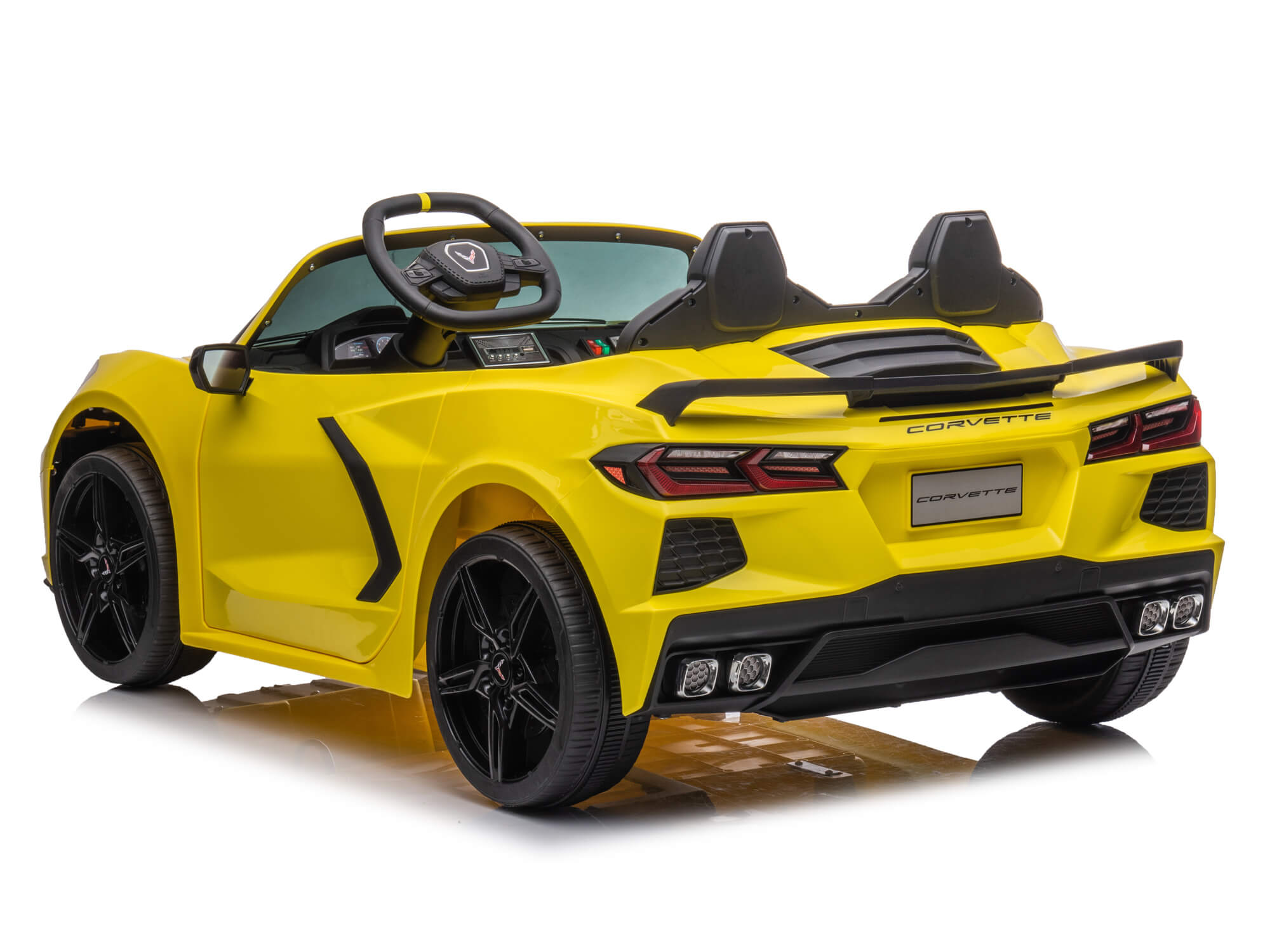 24V Chevrolet Corvette C8 2-Seater Kids Ride On Car with Parent Remote Control - Yellow Electric Toy Car for Boys & Girls - Perfect for Birthday Gifts, Outdoor Play & Backyard Fun