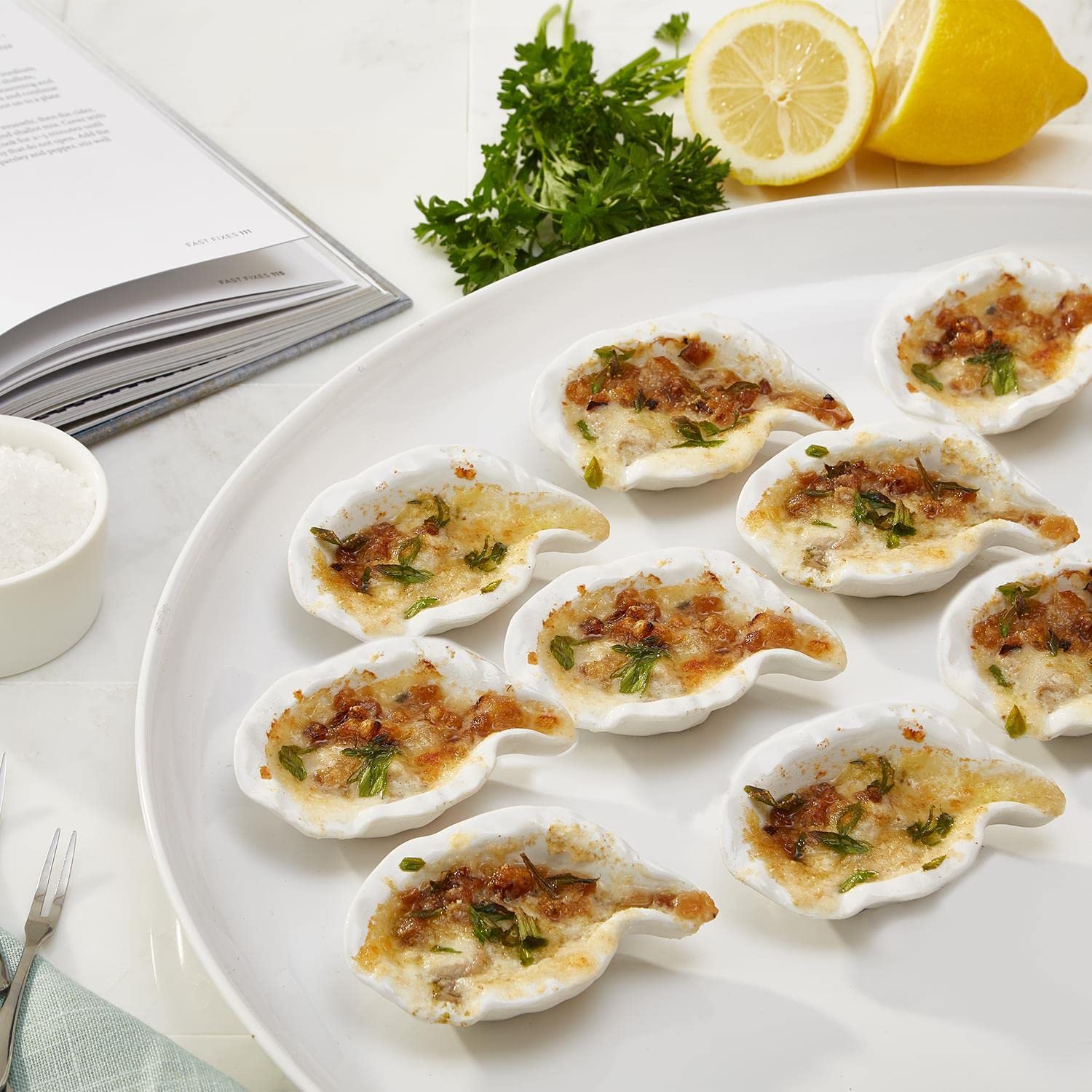 Two's Company The World is Your Oyster 12-Piece Baking Dish Set | Oven-Safe Ceramic Cookware for Casseroles, Lasagna & Desserts | Perfect for Dinner Parties & Holiday Baking