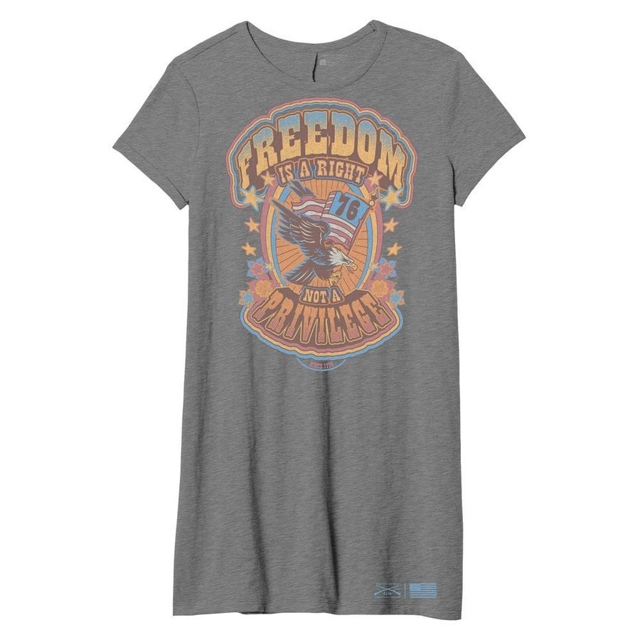 Women's Freedom Is A Right Shirt Dress - Dark Heather Grey - Casual Wear & Feminist Statement for Everyday Outfits