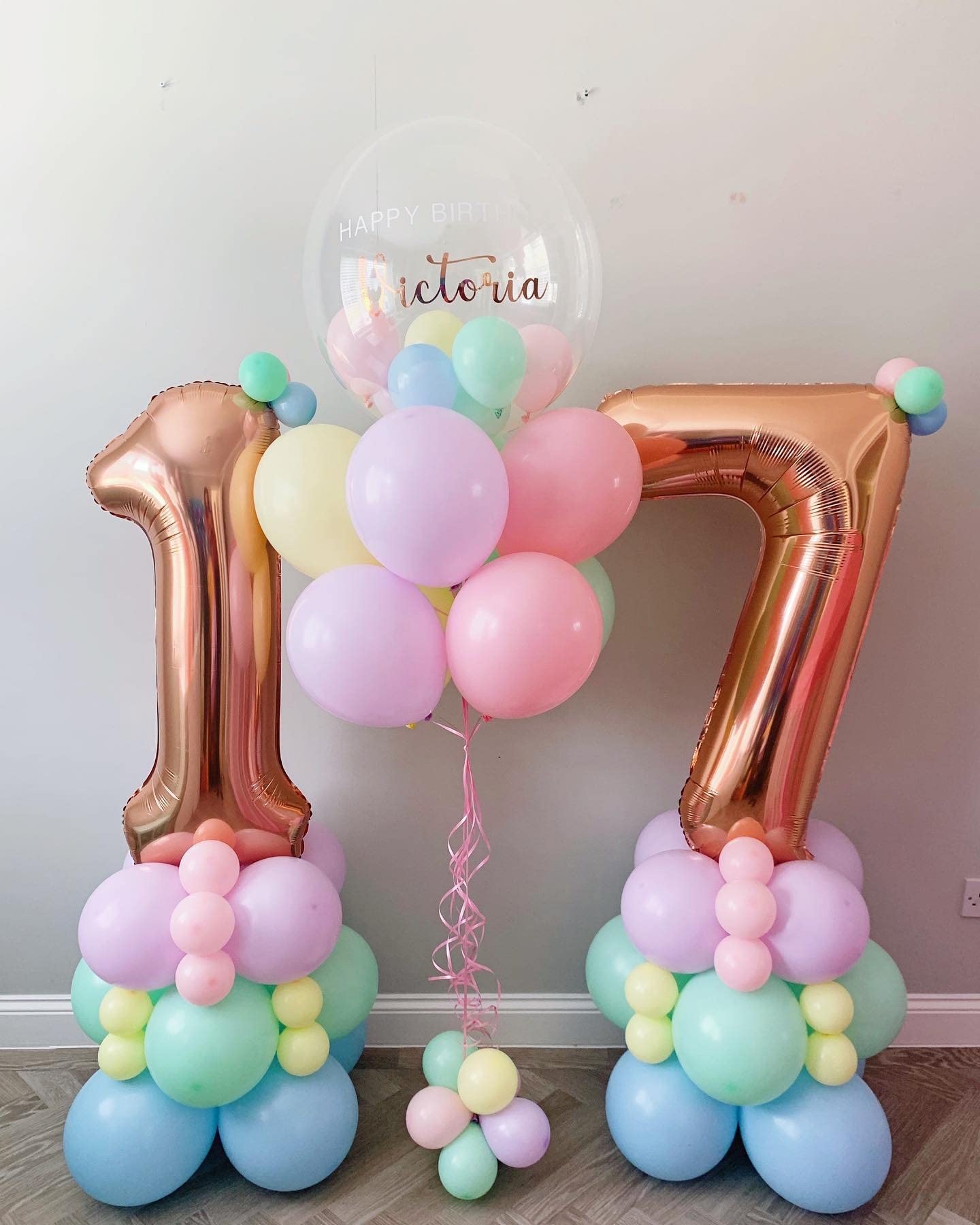 40 Inch Rose Gold 17 Number Balloons - Giant 17th Birthday Party Decorations, Anniversary Celebration Supplies (Set of 1) - Perfect for Sweet 16, Quinceañera, Graduation & Gender Reveal Parties