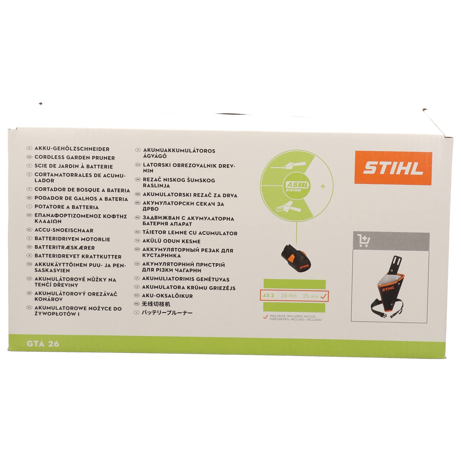 Stihl GTA 26 Cordless Chainsaw with AS 2 Battery & AL 1 Charger - Lightweight Battery-Powered Wood Cutter for Tree Trimming, Firewood Cutting, and Yard Maintenance
