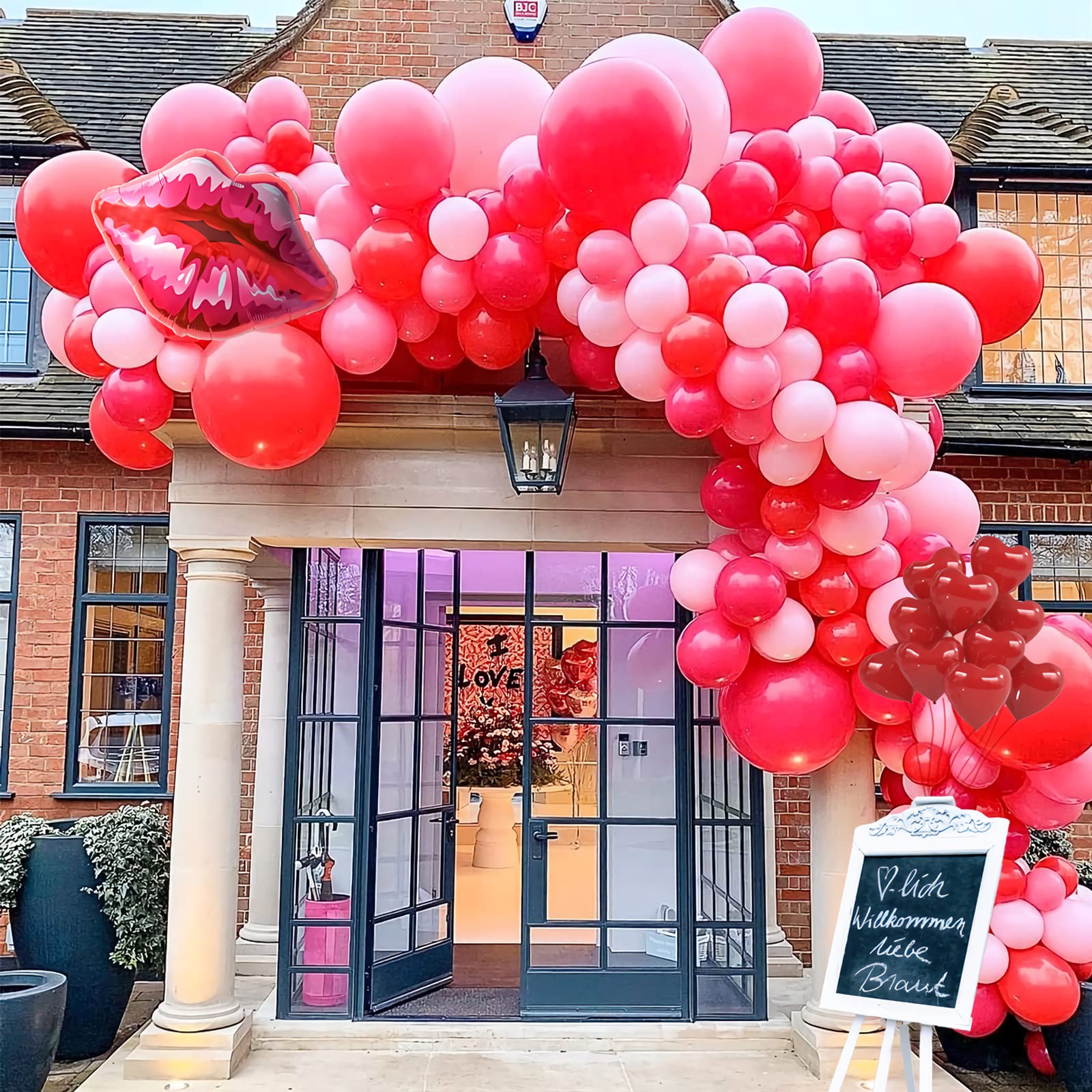 Valentine's Day Balloon Garland Arch Kit - Macaron Pink & Retro Red Heart Balloons for Wedding, Baby Shower, Bachelorette & Anniversary Party Decorations | Perfect for Romantic Proposals, Bridal Showers and Birthday Celebrations