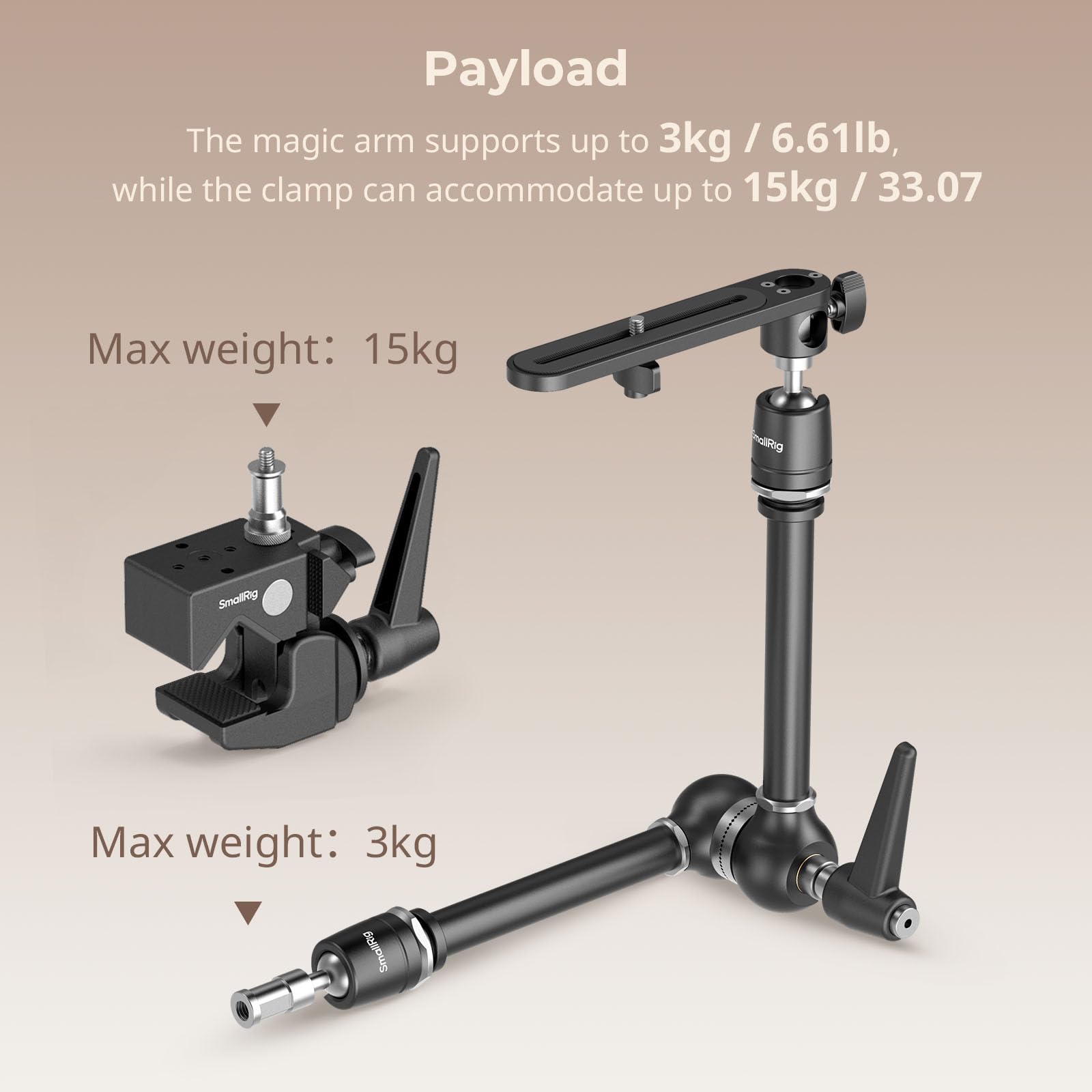 SmallRig Heavy Duty Friction Magic Arm with Super Clamp - Adjustable Camera Mount Stand for Overhead Shooting, Studio & Desk Setup | Perfect for DSLR Cameras, Ring Lights, Video Recording & Photography Workspace