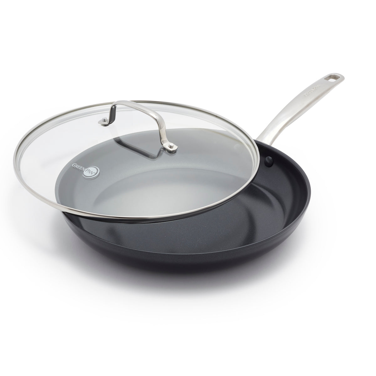 Chatham Black Ceramic Nonstick 12-Inch Frying Pan with Glass Lid - Healthy Cooking, Even Heat Distribution for Eggs, Pancakes & Stir Fry | Oven & Dishwasher Safe