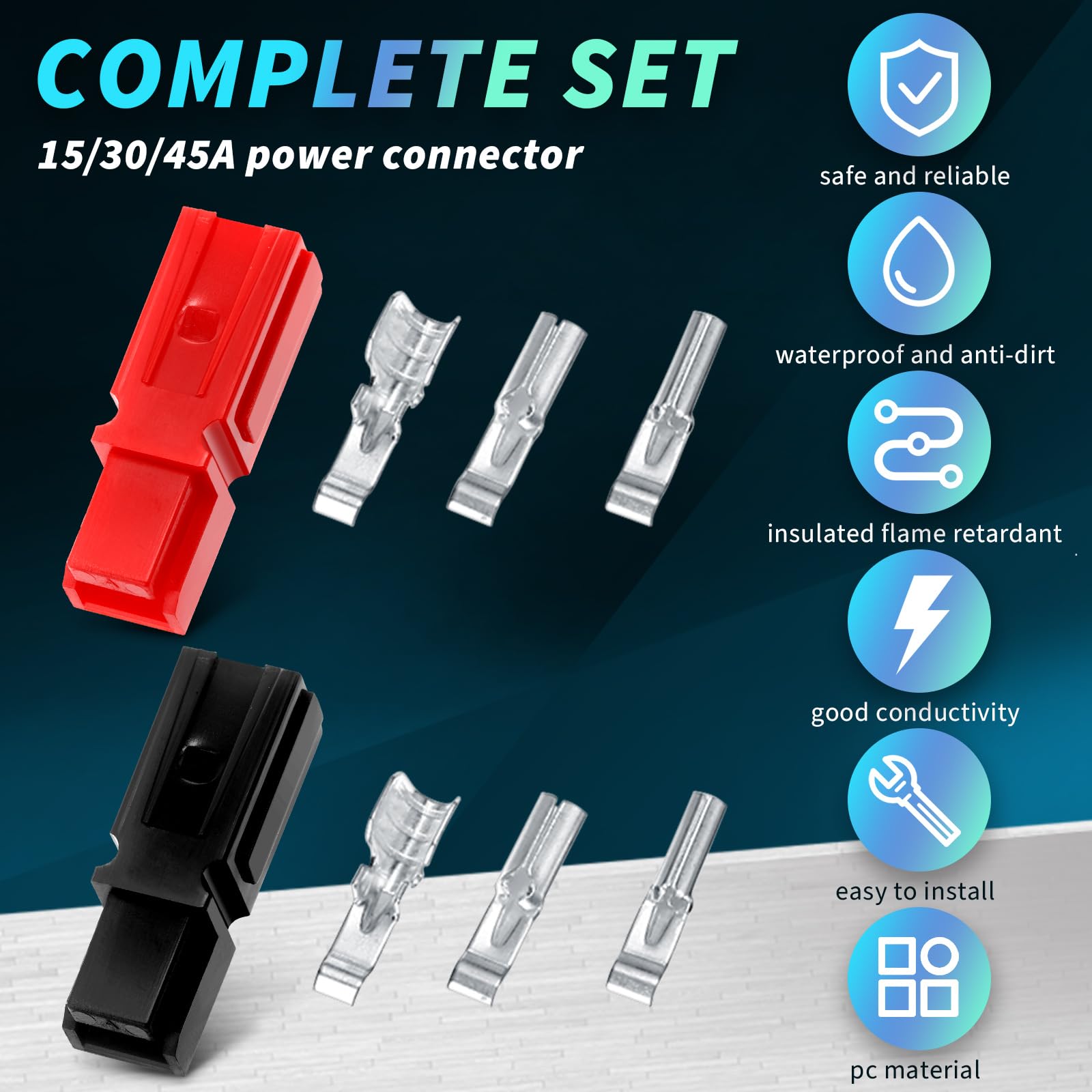 240 Pcs 15A/30A/45A Power Connector Kit - Quick Disconnect Battery Terminals for Automotive, Solar & DIY Electrical Projects | Assorted Modular Connectors