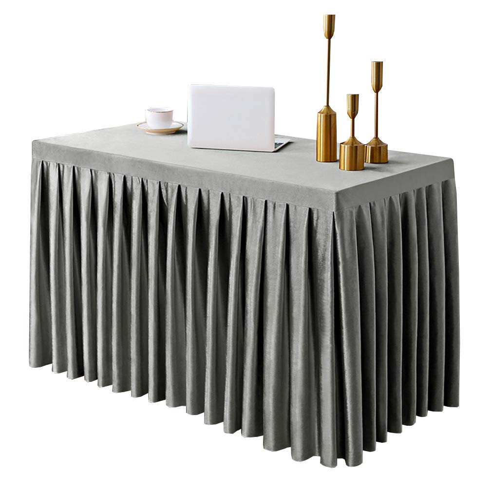 Premium Velvet Rectangle Tablecloth - Stain Resistant & Washable Conference Table Cover with Skirt for Office, Business Meetings & Exhibitions | Durable Table Protector for Formal Events & Professional Settings
