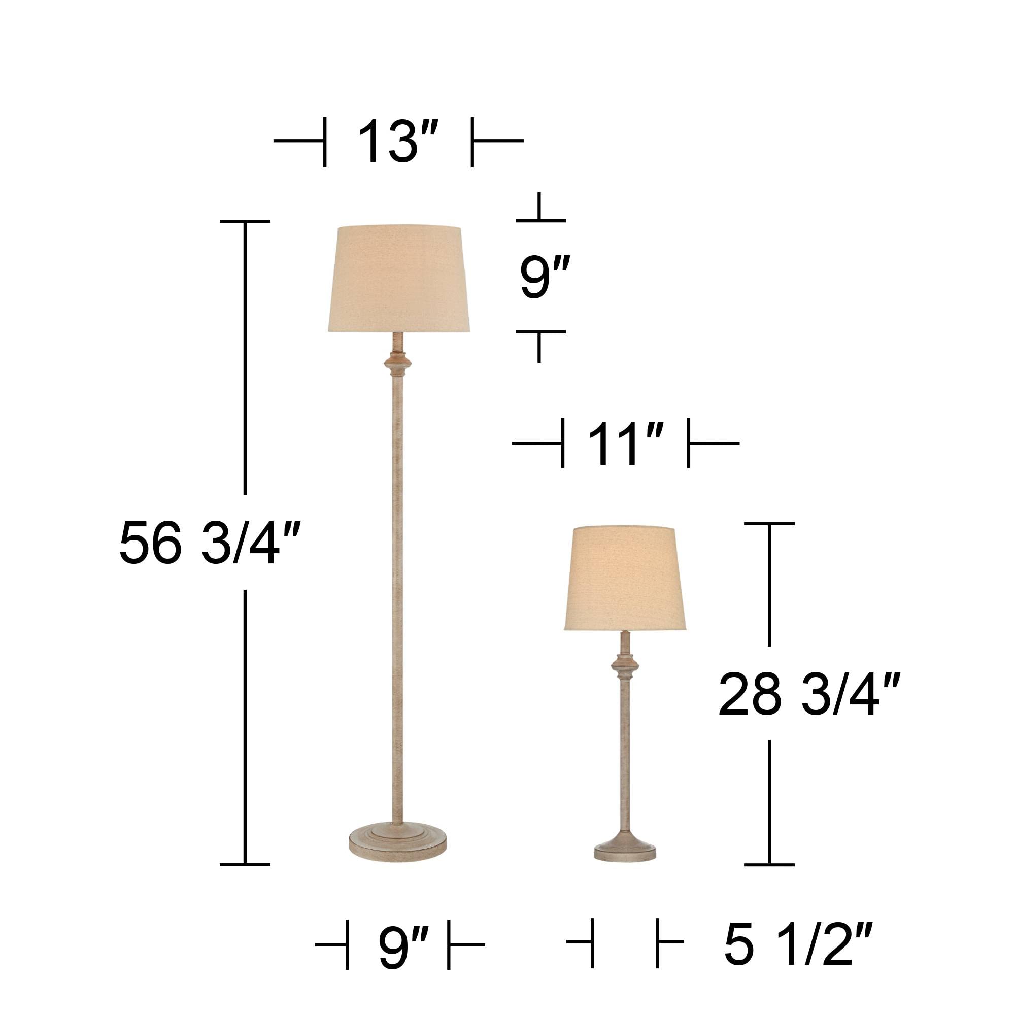 360 Lighting Carter Traditional 3-Piece Table & Floor Lamp Set - Beige Metal with Cream Fabric Tapered Drum Shade - Elegant Lighting for Living Room, Bedroom, Nightstand & Home Office - Perfect for Reading, Relaxation & Home Decor