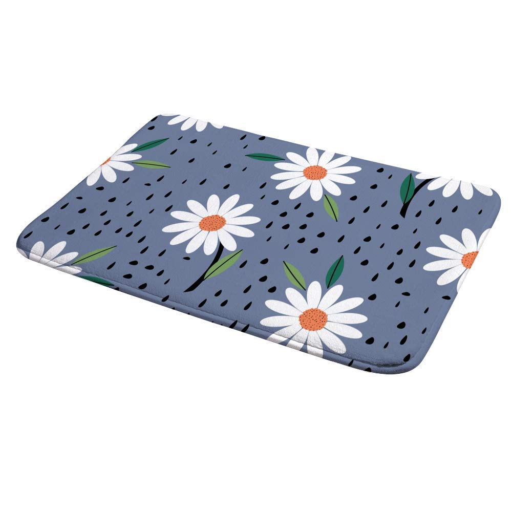 Non-Slip Pink Daisy Bath Mat - Super Absorbent Coral Fleece Shower Rug for Bathroom, Tub & Outdoor Use - Cozy Anti-Skid Floor Mat for Wet Areas