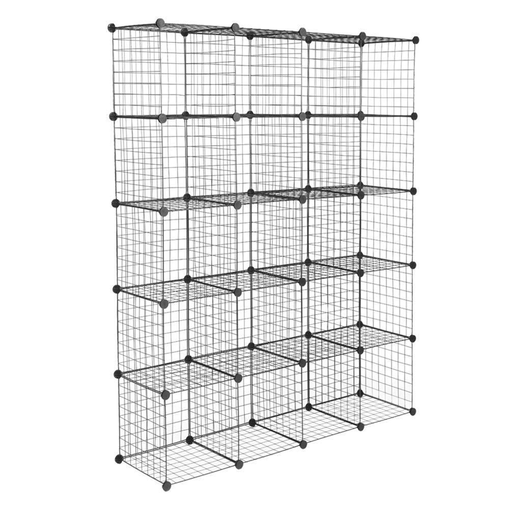 20-Cube Organizer Shelf - Modular Wire Storage Shelves, Metal Grid Bookcase for Home & Office - Perfect for Closet, Bedroom, Kids Room & Dorm Organization
