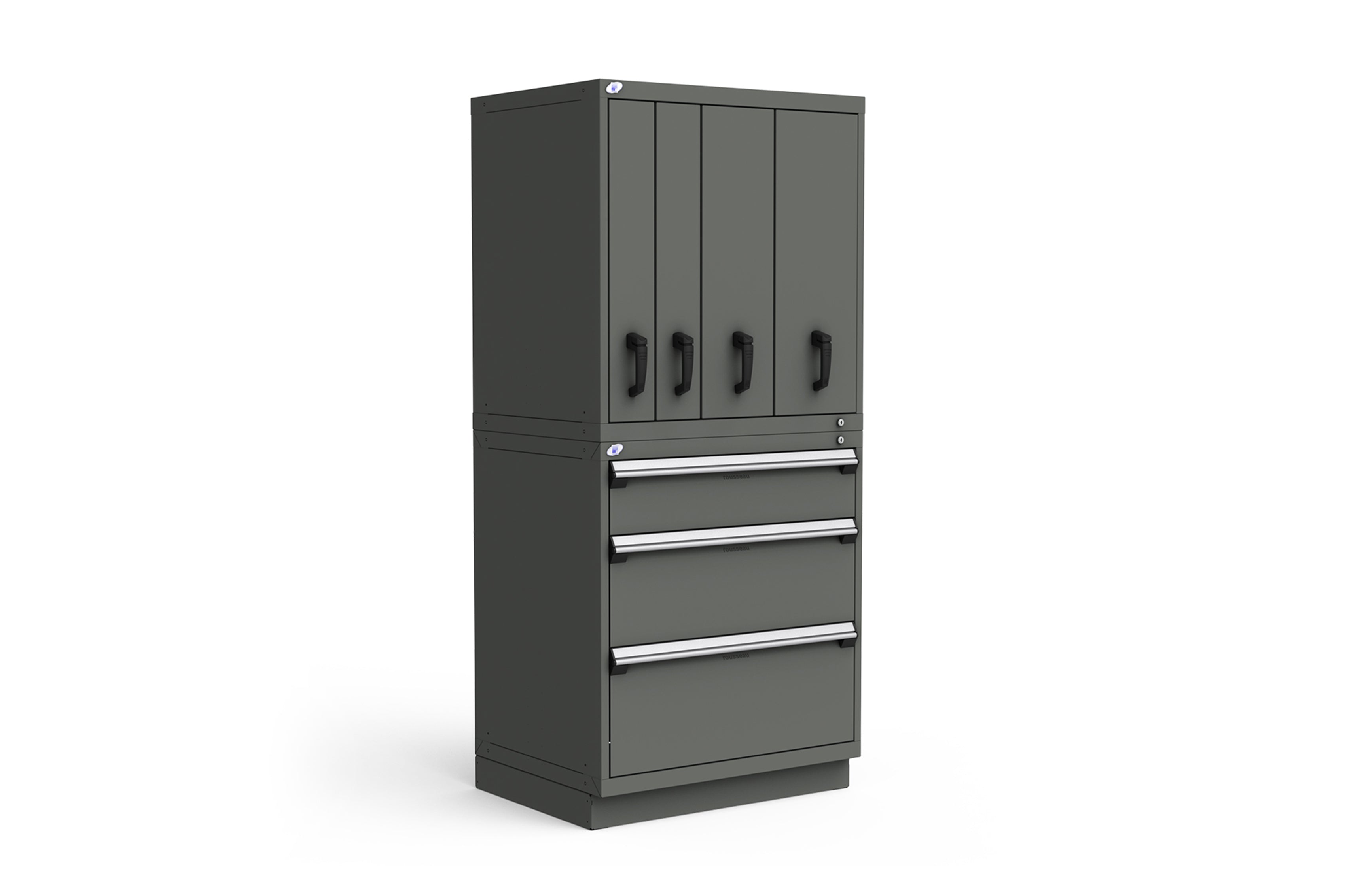 Rousseau R2V 3 Drawer Storage Cabinet - Heavy Duty Metal Tool Chest for Garage, Workshop & Industrial Organization