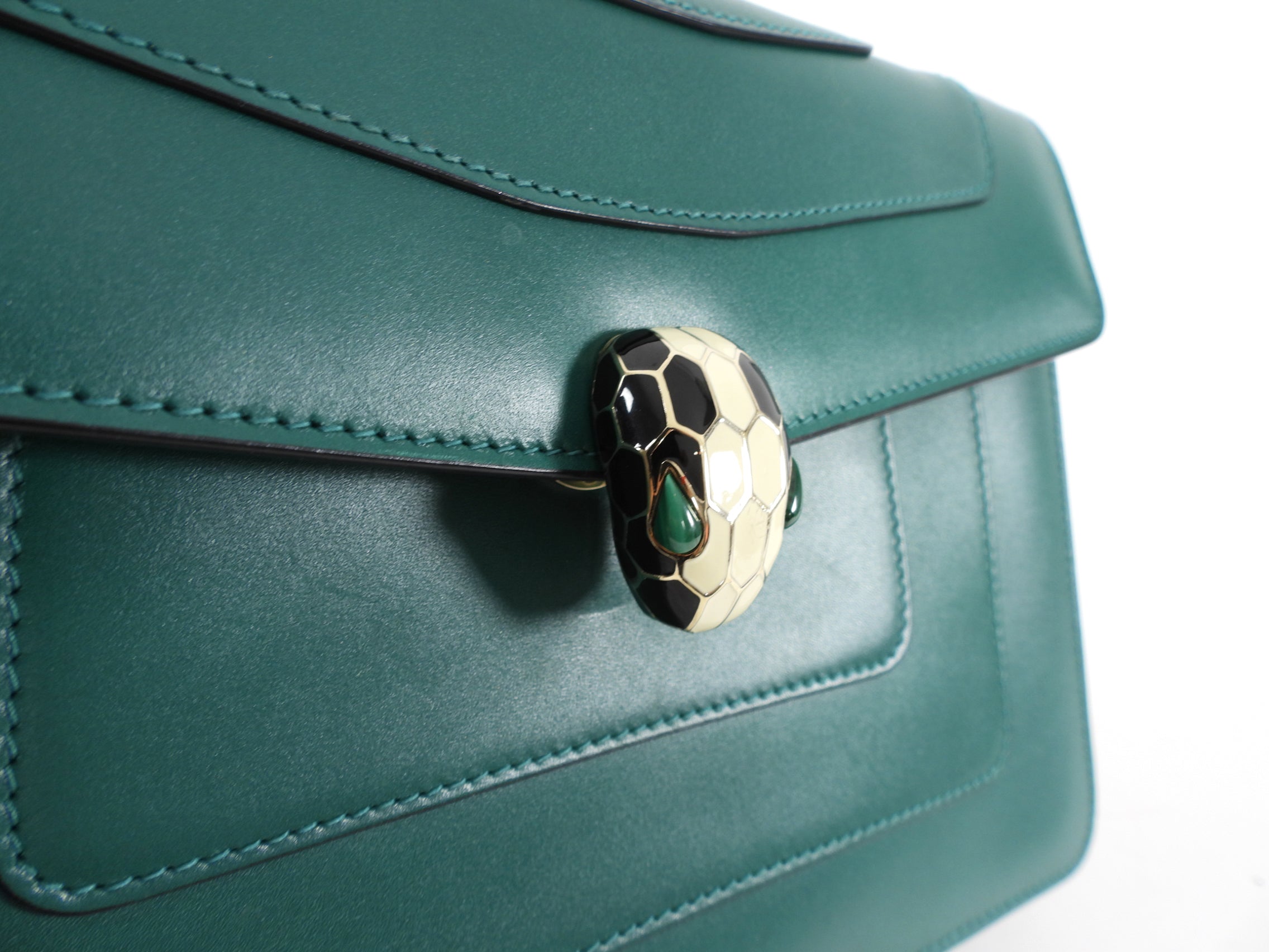 Bulgari Serpenti Forever Green Enamel Snake Shoulder Bag - Luxury Designer Handbag for Women, Perfect for Evening Parties & Special Occasions