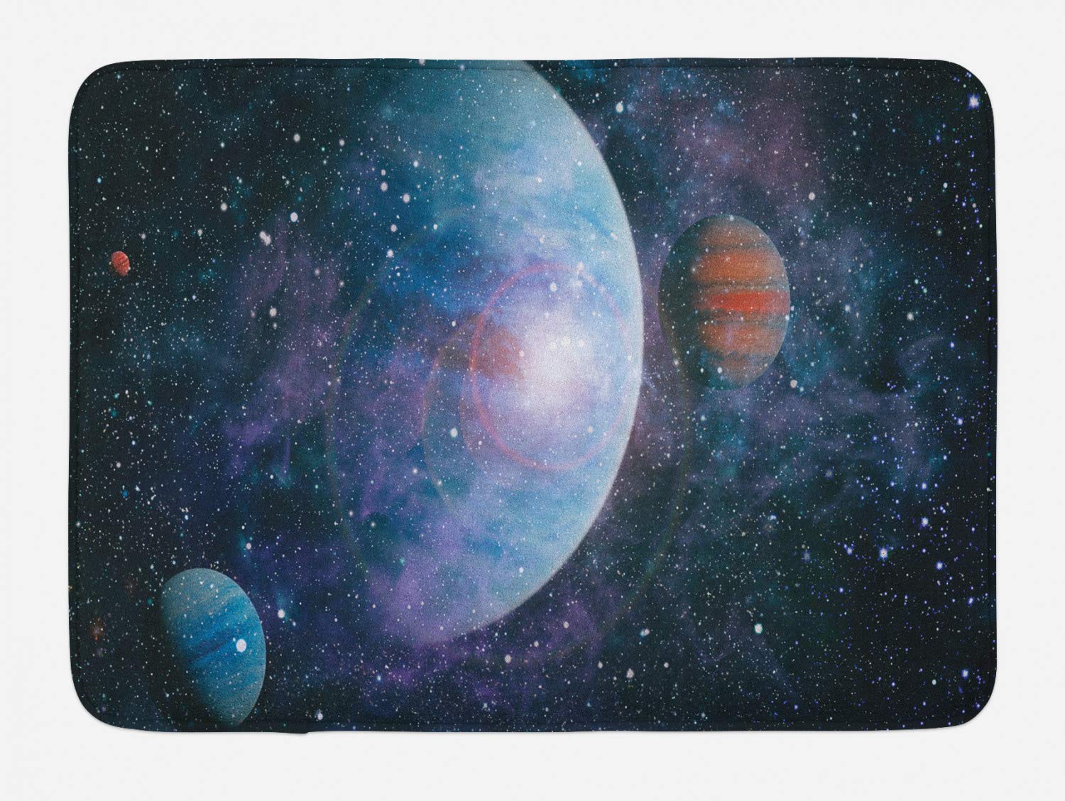 Ambesonne Celestial Bath Mat - Non-Slip Plush Bathroom Rug with Abstract Comet & Constellation Design, 29.5