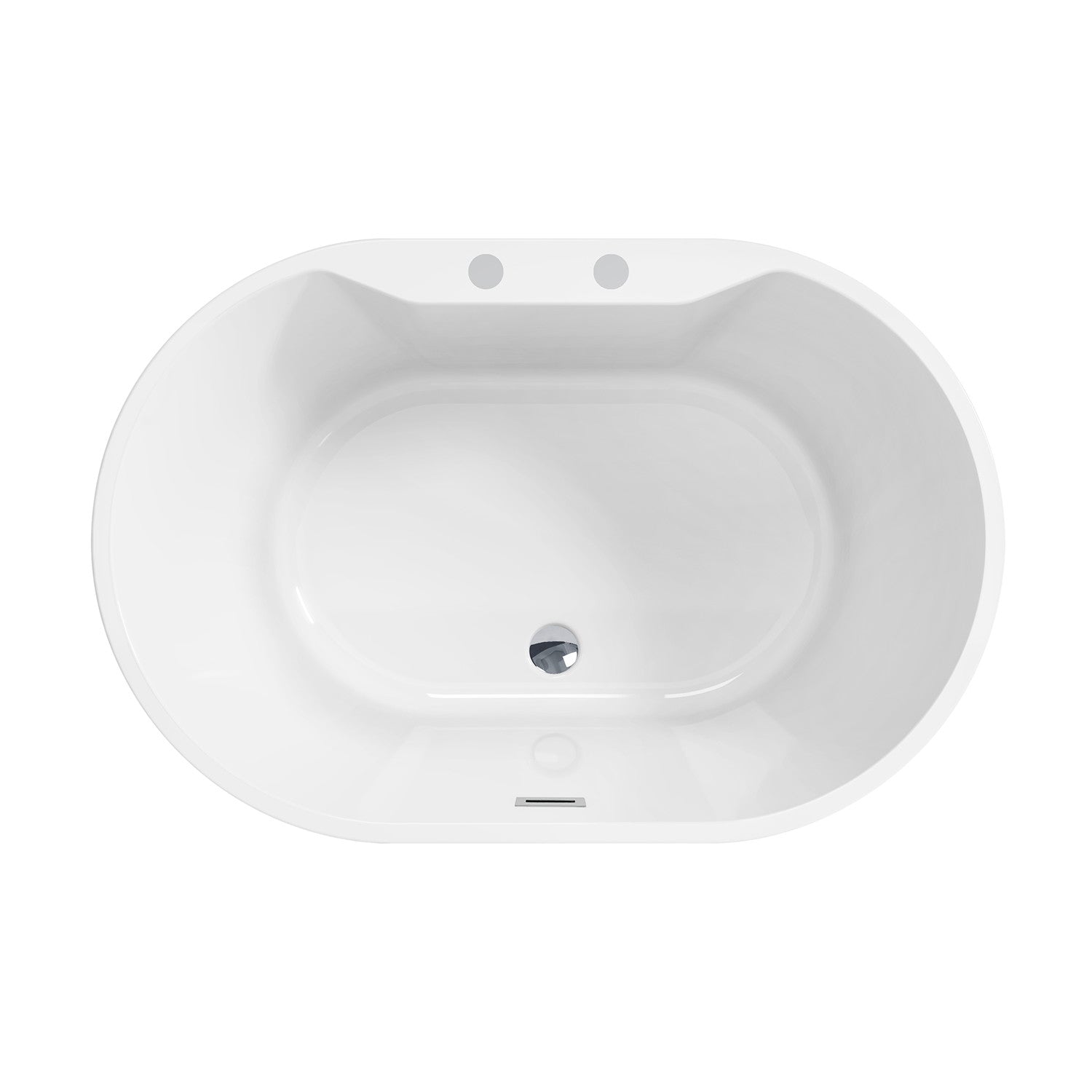 Aqua Eden VT7DE513423 51-Inch Freestanding Acrylic Bathtub - Oval Double-Ended Soaking Tub with Drain, Glossy White Finish for Luxury Bathroom & Spa Relaxation