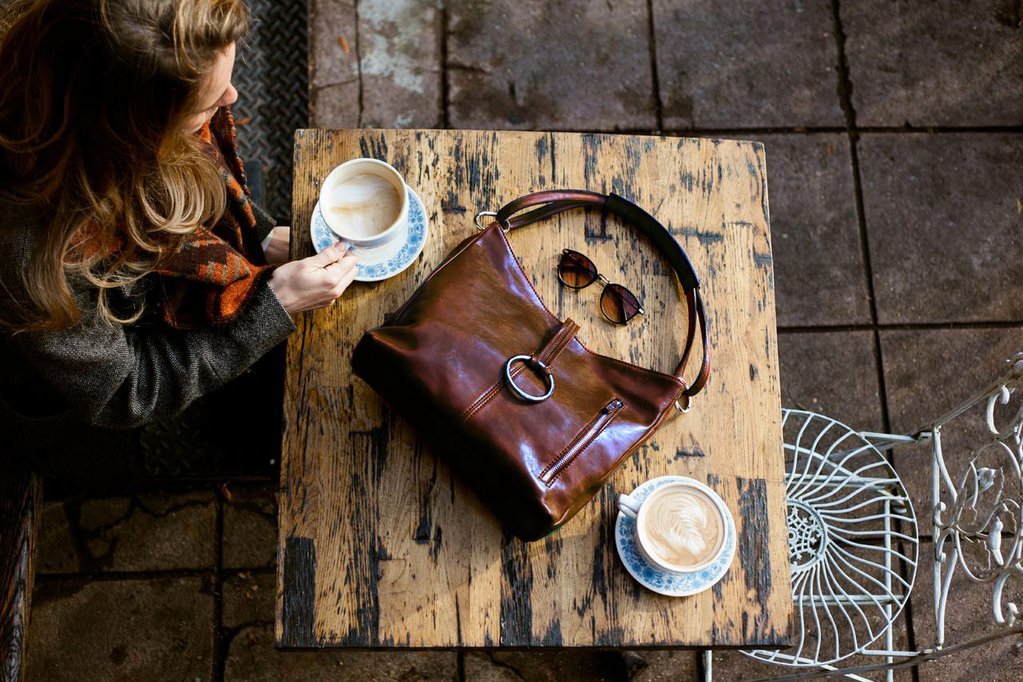 Floto Luggage Italian Tavoli Tote Bag - Genuine Leather Medium Handbag in Vintage Vecchio Brown | Perfect for Travel, Work & Everyday Use
