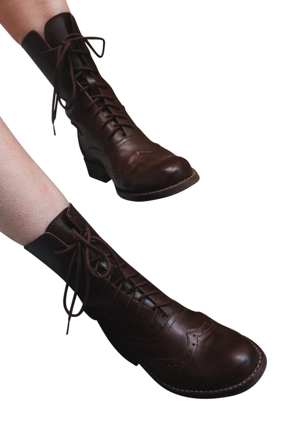 Women's Fashion Leather Lace-Up Ankle Boots with Brogue Design - Size 10.0 | Comfortable & Stylish for Office, Dating & Fall/Winter Outfits