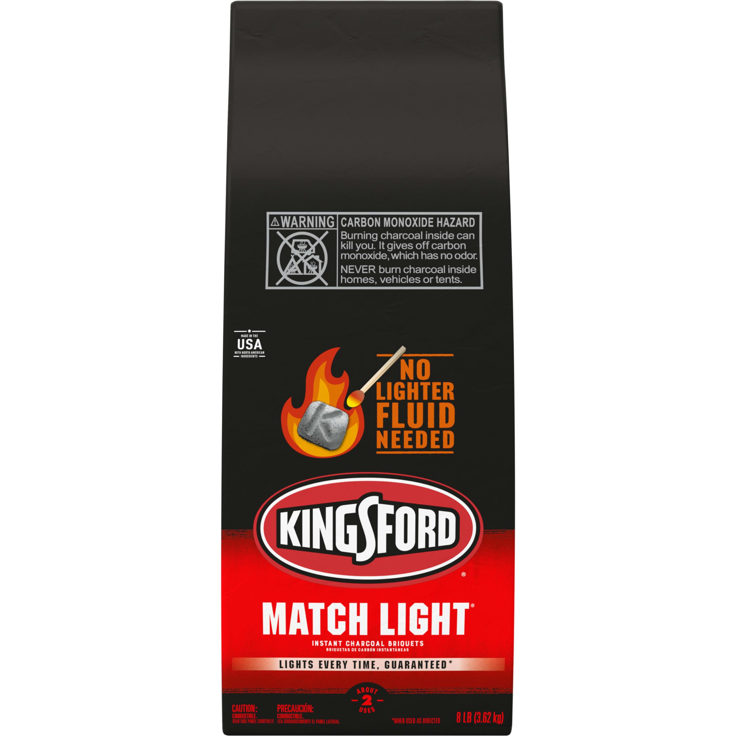 Kingsford Match Light Instant Charcoal Briquettes - 8 lbs Quick Lighting BBQ Charcoal for Grilling, Smoking & Outdoor Cooking | Perfect for Backyard BBQs, Camping & Tailgating Parties