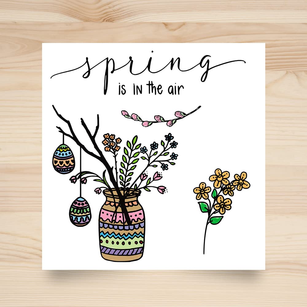 Easter Spring Flower Clear Stamps Set - DIY Card Making, Scrapbooking & Photo Album Decor - Transparent Rubber Stamps with Easter Eggs, Leaves & Greeting Words - Perfect for Easter Crafts, Spring Projects & Handmade Greeting Cards