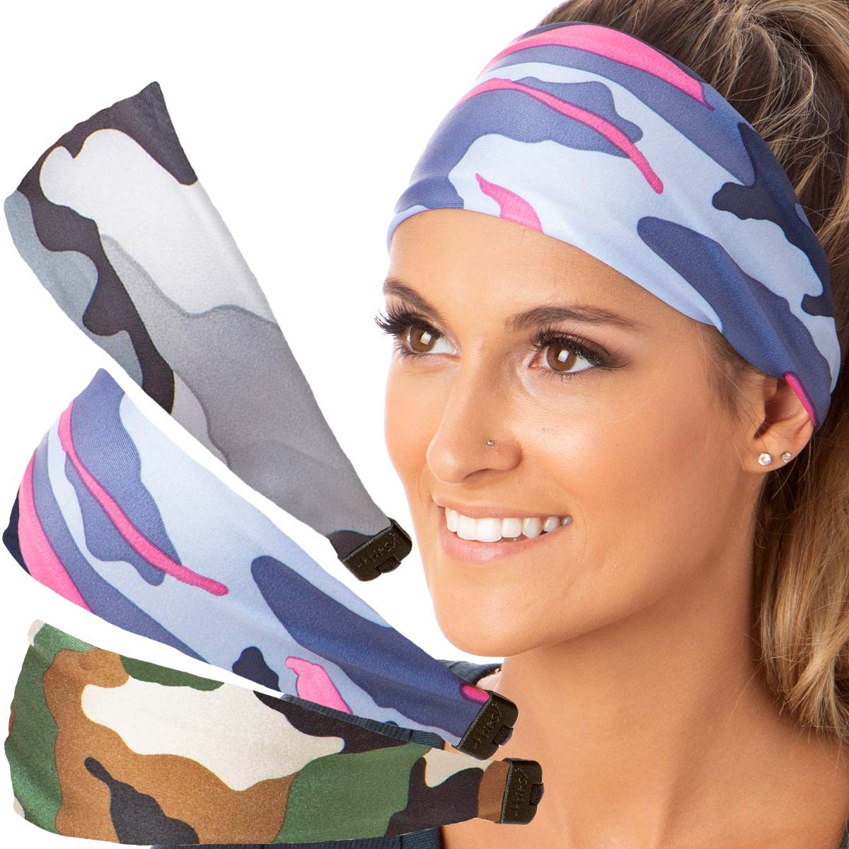 Stylish Adjustable Stretchy Printed Xflex Wide Headbands for Women, Girls & Teens - Perfect for Sports, Workouts, Yoga, and Everyday Fashion