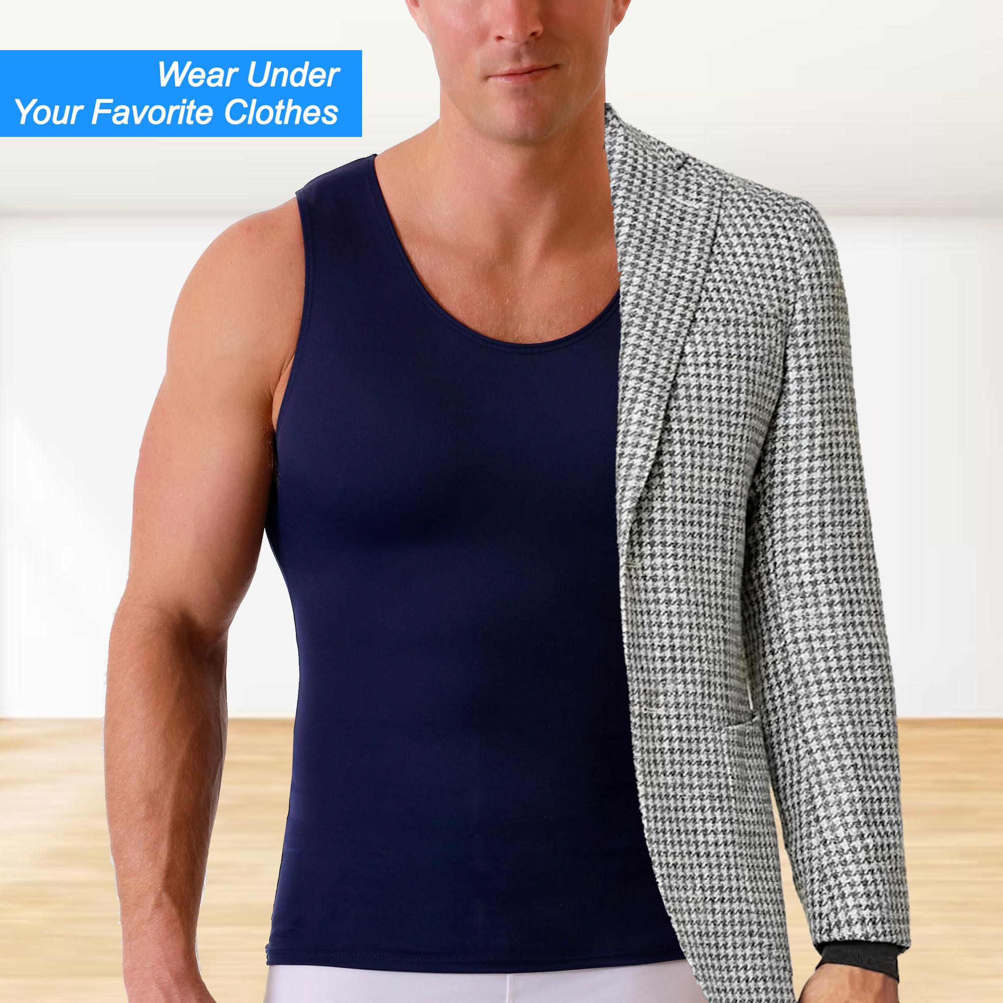 Insta Slim ISPRO Men's Slimming Muscle Tank Top - Shapewear Compression Shirt for Workout & Body Shaping (Made in USA) - Perfect for Gym, Running & Everyday Wear