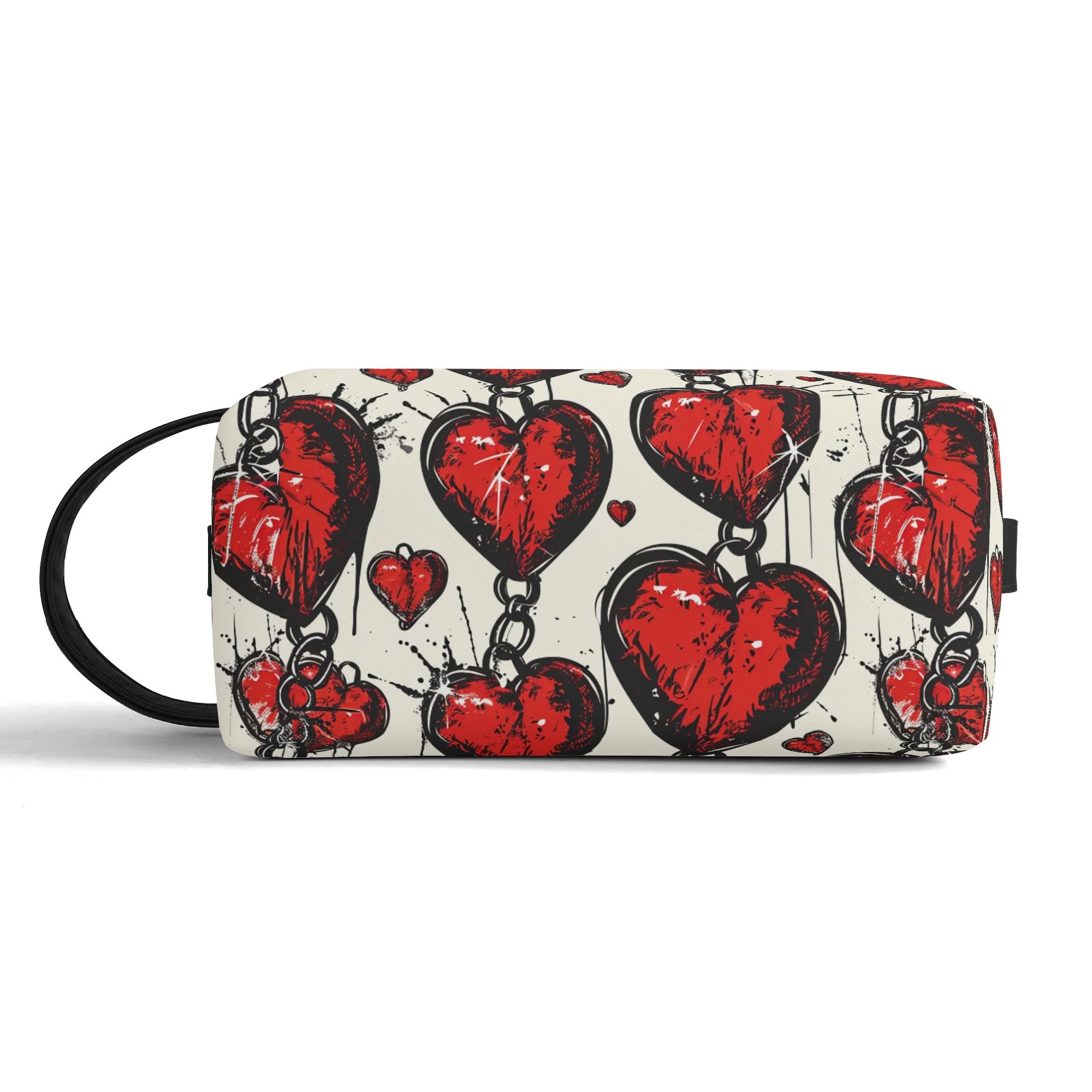 Chained Hearts Leather Toiletries Bag - Waterproof Travel Cosmetic Organizer for Women & Men - Perfect for Gym, Vacation & Business Trips