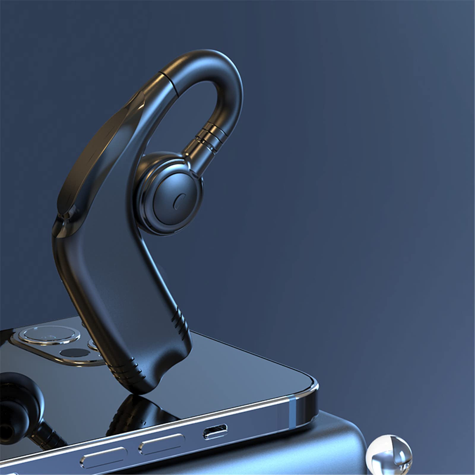 KeyiwaA Single Ear Bluetooth Headset - Wireless Smart Headphones with Long Battery Life, Secure Fit for Running, Sports & Workouts - Hands-Free Calling & Music - Perfect for Gym, Jogging & Outdoor Activities (Black)