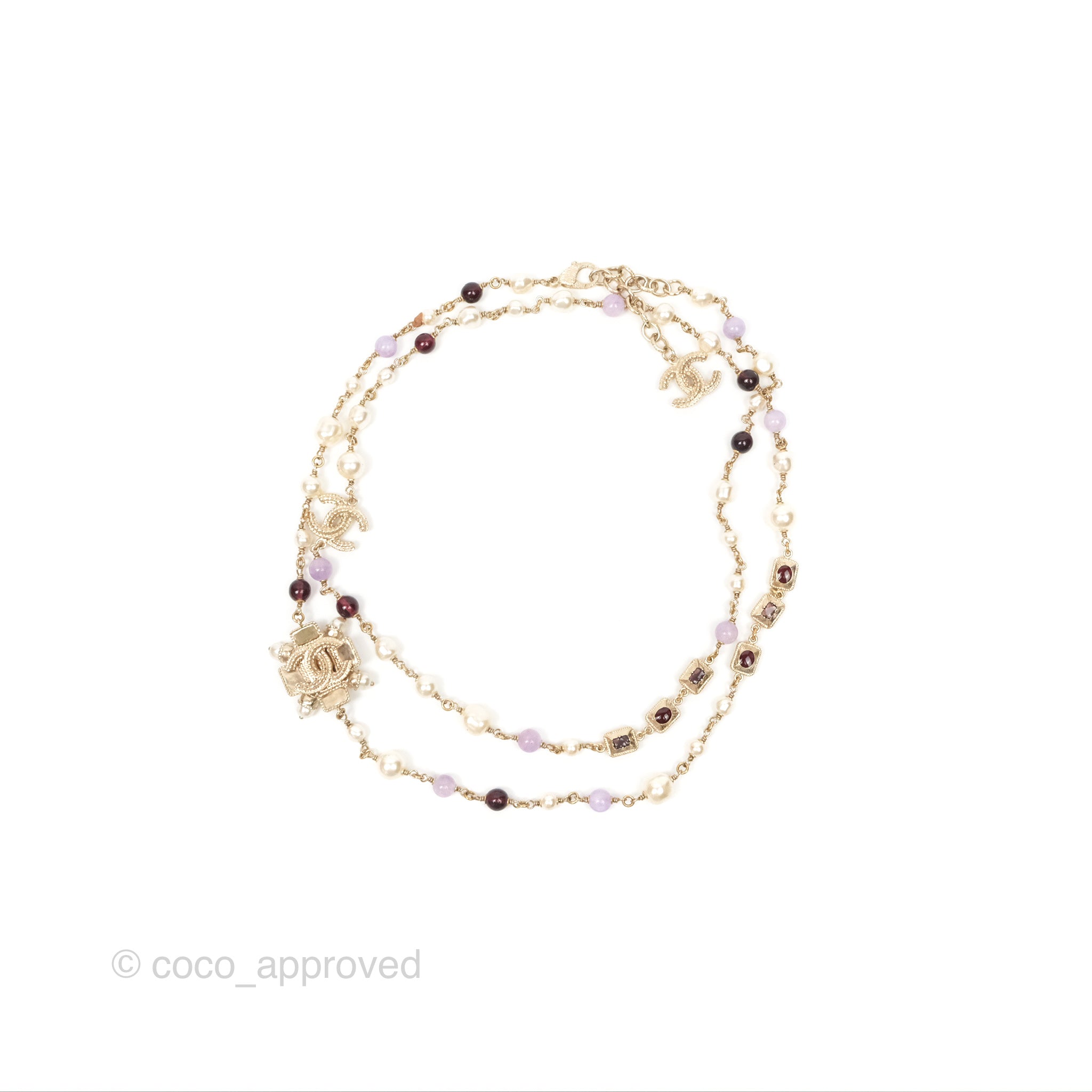 Chanel CC Pearl Gemstone Long Necklace in Gold Tone - 17A Collection | Elegant Jewelry for Women, Perfect for Parties, Weddings & Special Occasions