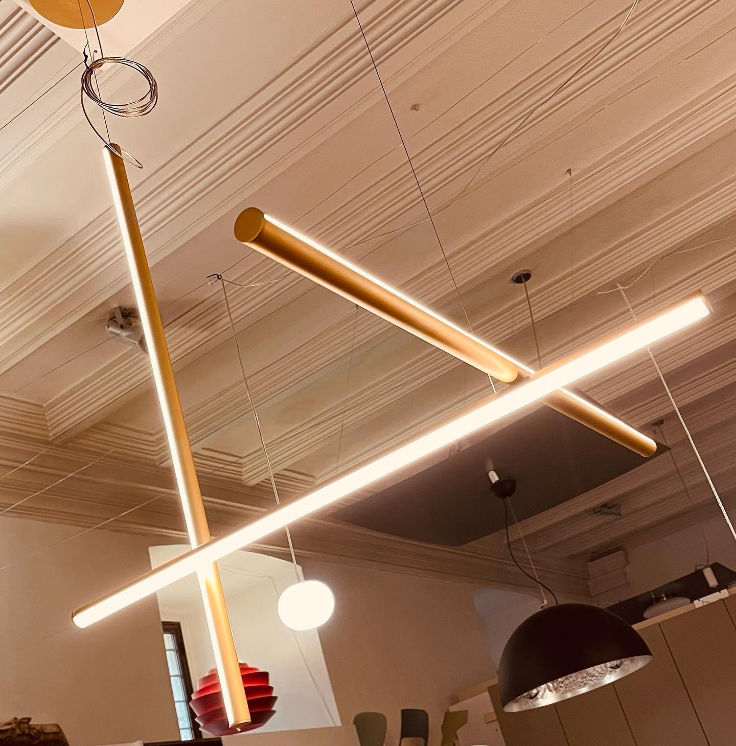 Modern Gridline Linear Chandelier - Sleek LED Pendant Light Fixture for Dining Room, Kitchen Island & Living Room Decor | Energy Efficient Contemporary Lighting