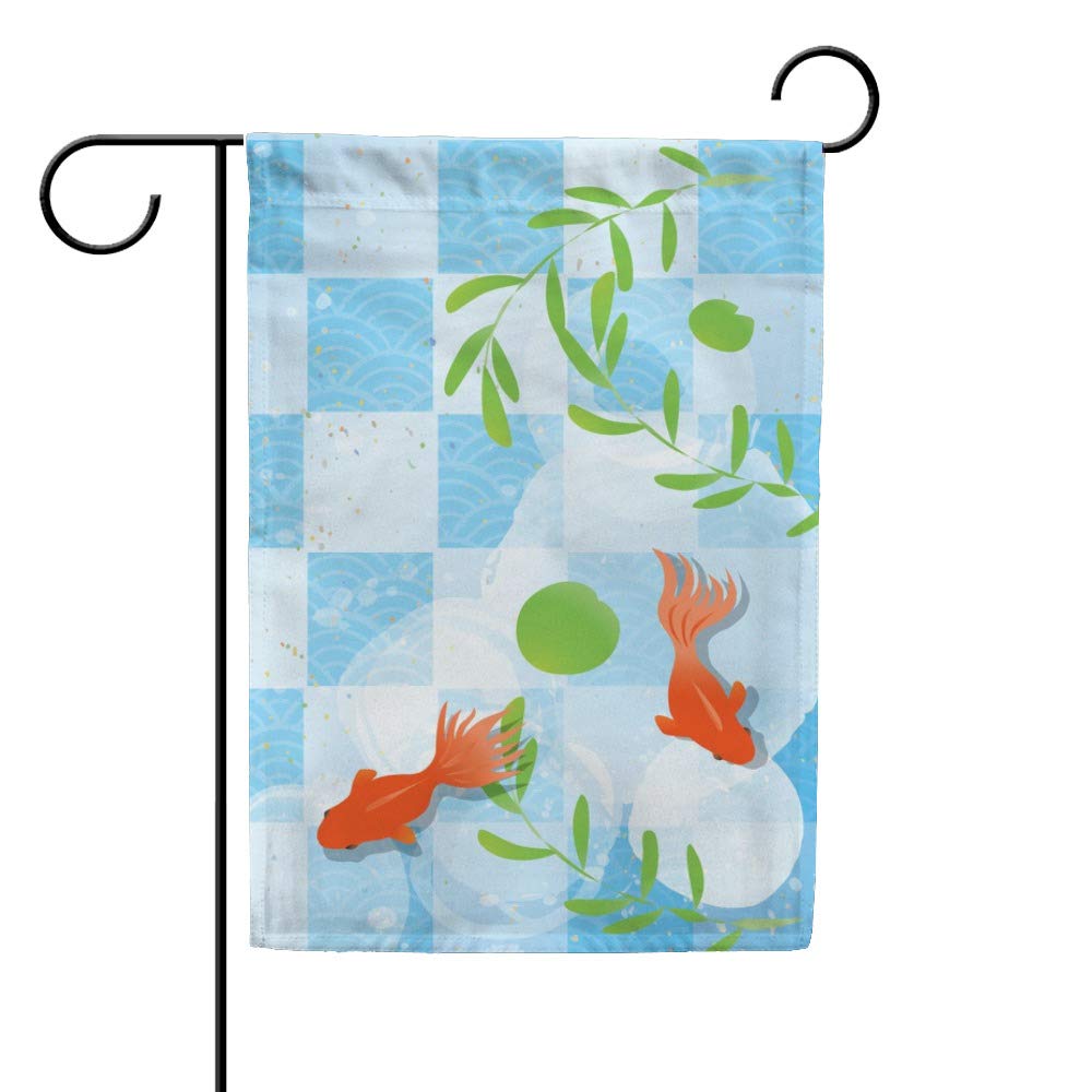 Kuizee 28x40 Inch Double Sided Garden Flag - Japanese Style Goldfish & Aquatic Plants Welcome Decorative Yard Banner for Outdoor Seasonal Festivals | Durable Polyester Material | Perfect for Patio, Lawn, Porch & Garden Decor