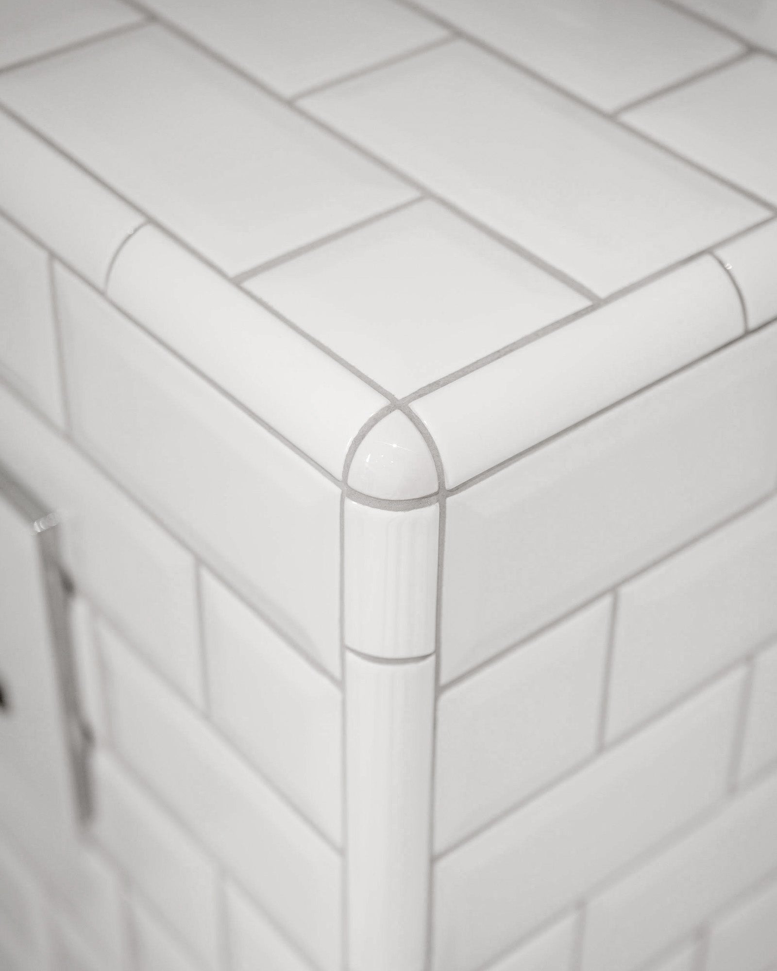 Kakel Victoria White Glossy Edge Trim Tile - Perfect for Bathroom, Kitchen & Backsplash Renovations