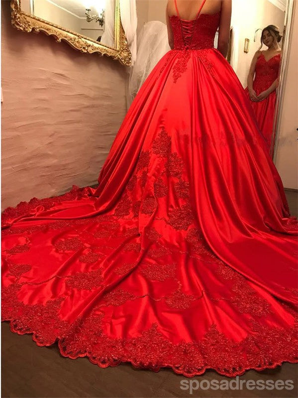 Elegant Bright Red Spaghetti Strap A-Line Long Prom Dress for Evening Gala & Formal Events - Perfect for Homecoming, Prom Night, and Special Occasions